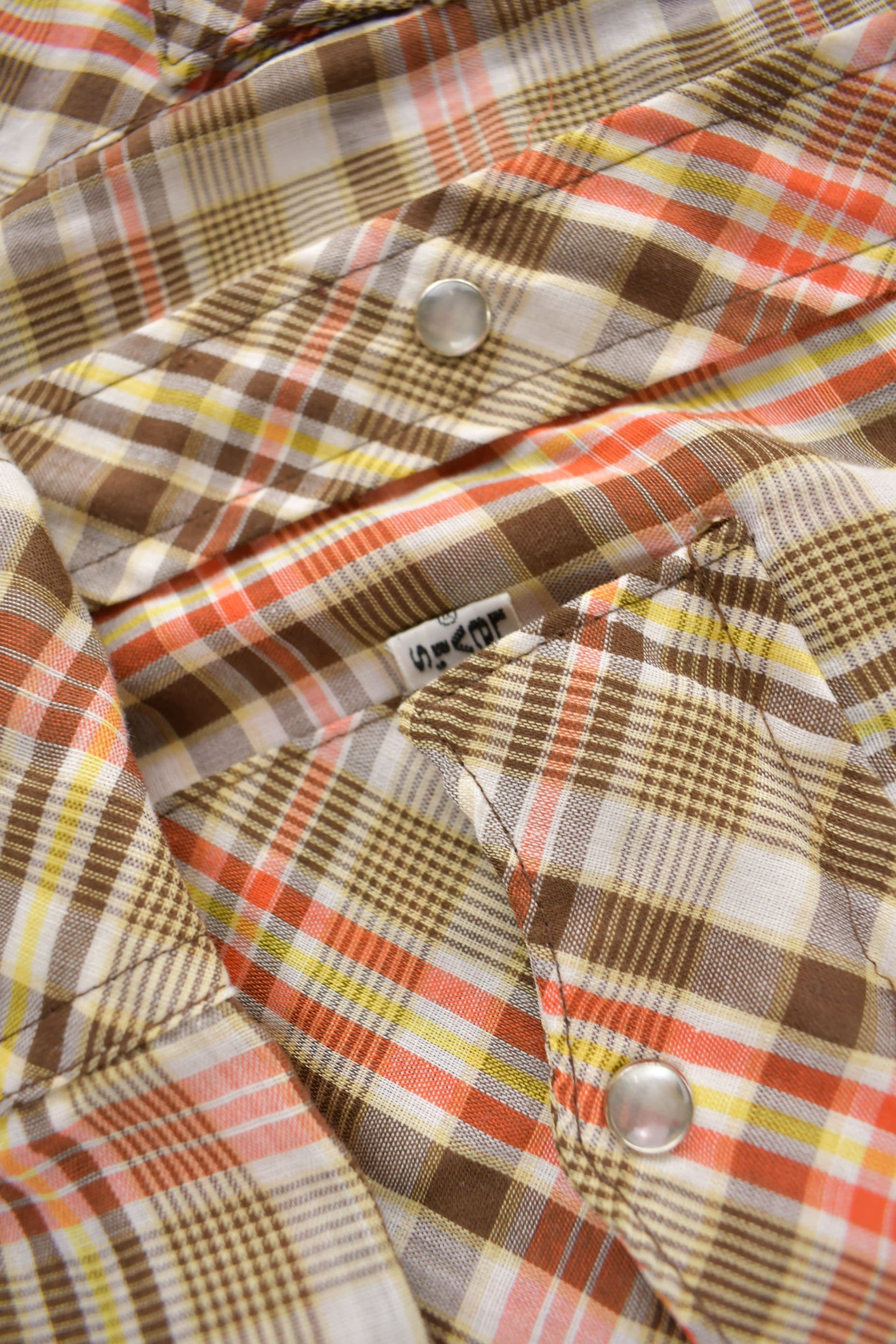Vintage 1970s Levi's Pearl Snap Western Style Plaid Button Up Flannel Shirt Men's S - Image 4