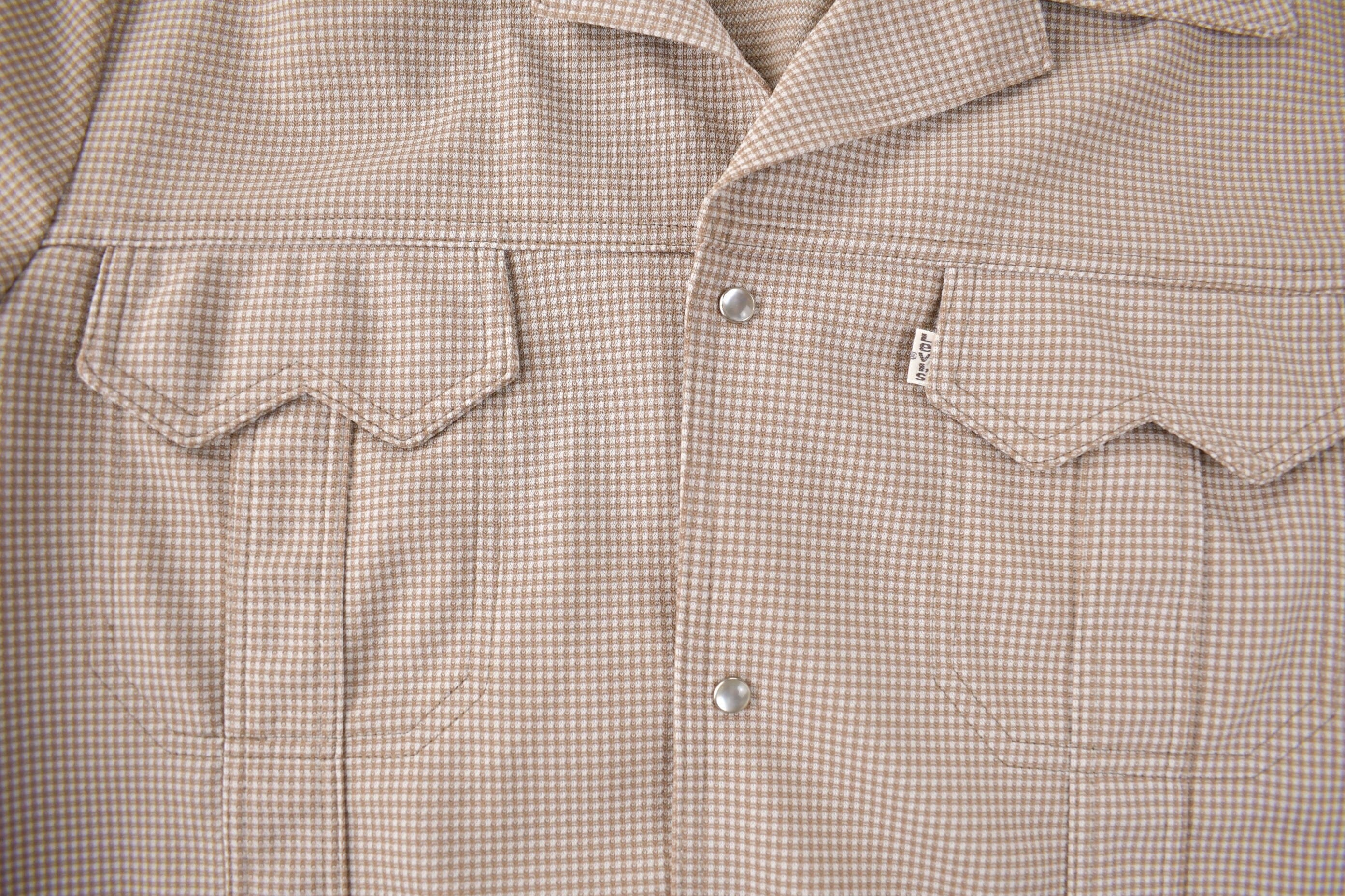 Vintage 1970s Levi's White Tab Western Style Snap Button Up Shirt Made in USA Men's L - Image 3