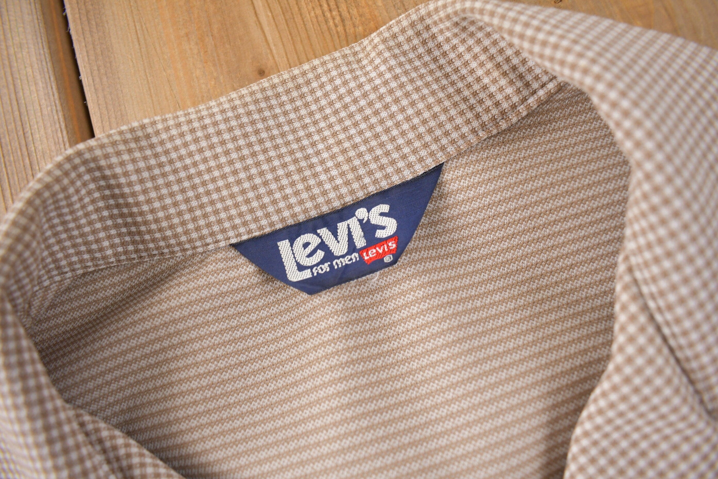 Vintage 1970s Levi's White Tab Western Style Snap Button Up Shirt Made in USA Men's L - Image 5