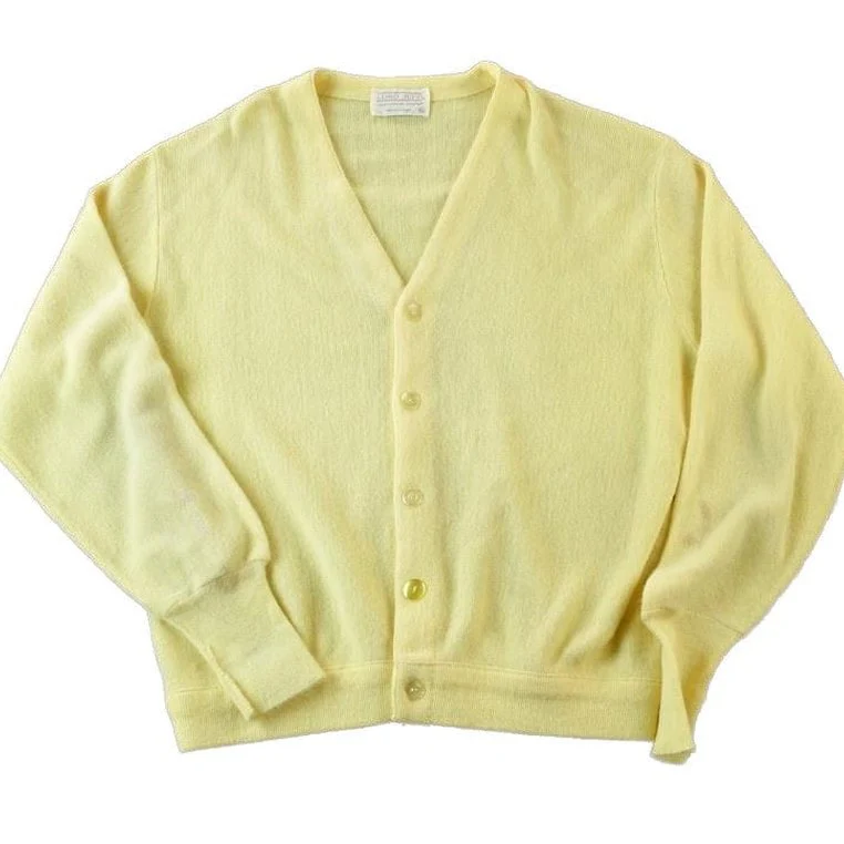 Vintage 1970s Lord Jeff Knit Perfect Mild Distress Cardigan Sweater Made In USA