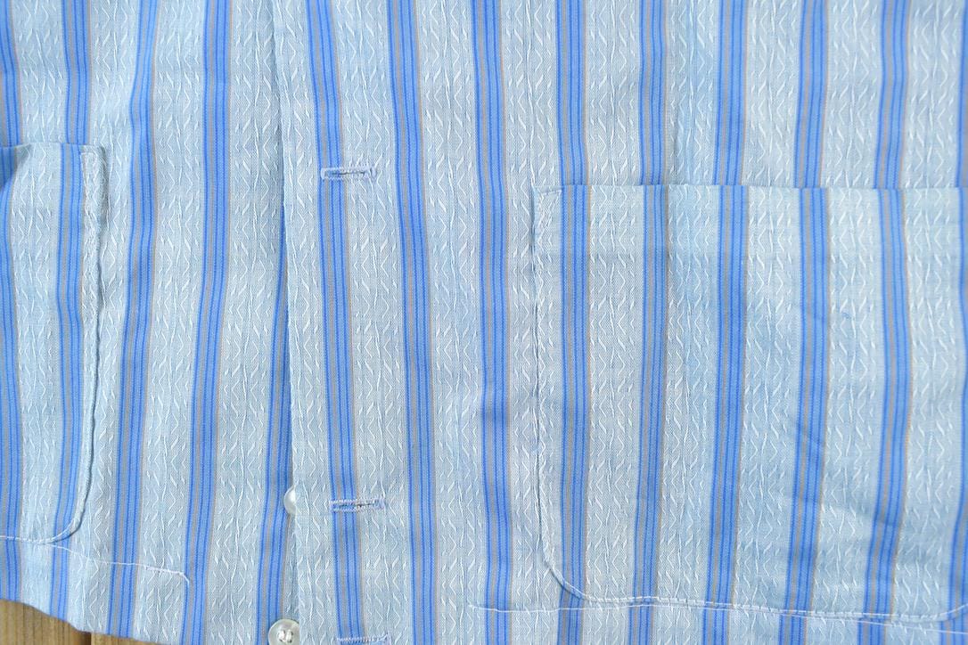 Vintage 1970s Luigi Striped Blue Button Up Shirt Men's Large - Image 4