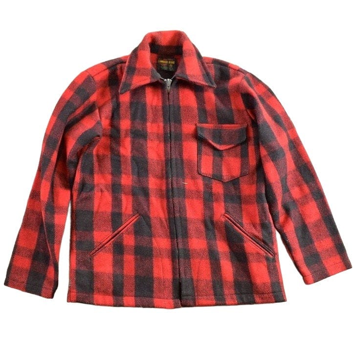 Vintage 1970s Lumber King Plaid Flannel Zip Up Jacket Men's Medium