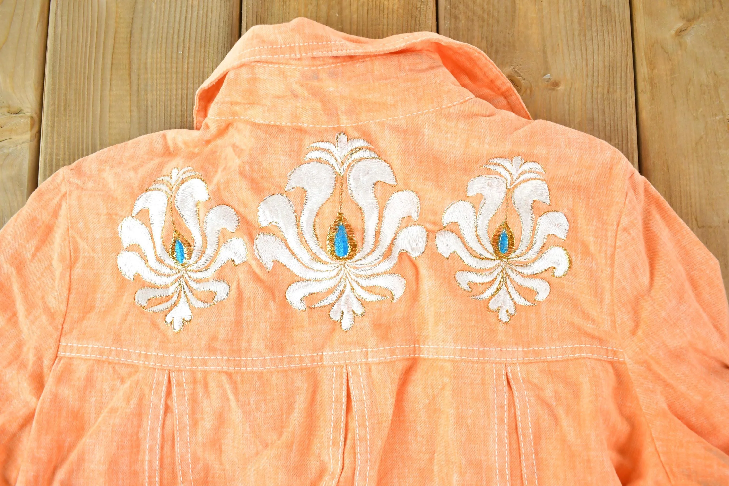Vintage 1970s Maximum Floral Embroidered Button Up Shirt Womens M - Image 3