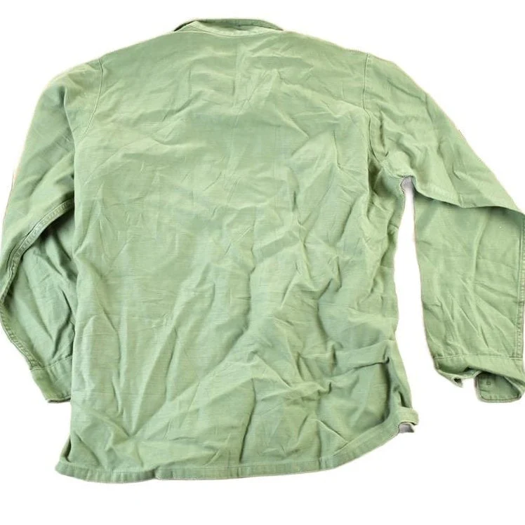 Vintage 1970s Military Button Up Shirt Mens L - Image 2