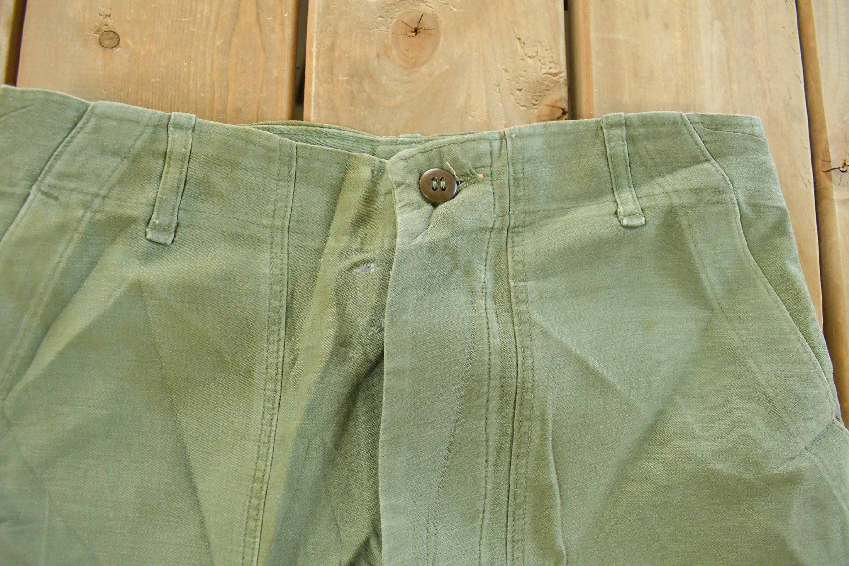 Vintage 1970s Military OG-107 Starched Sateen Fatigue Pants Men's 30 x 32 - Image 4