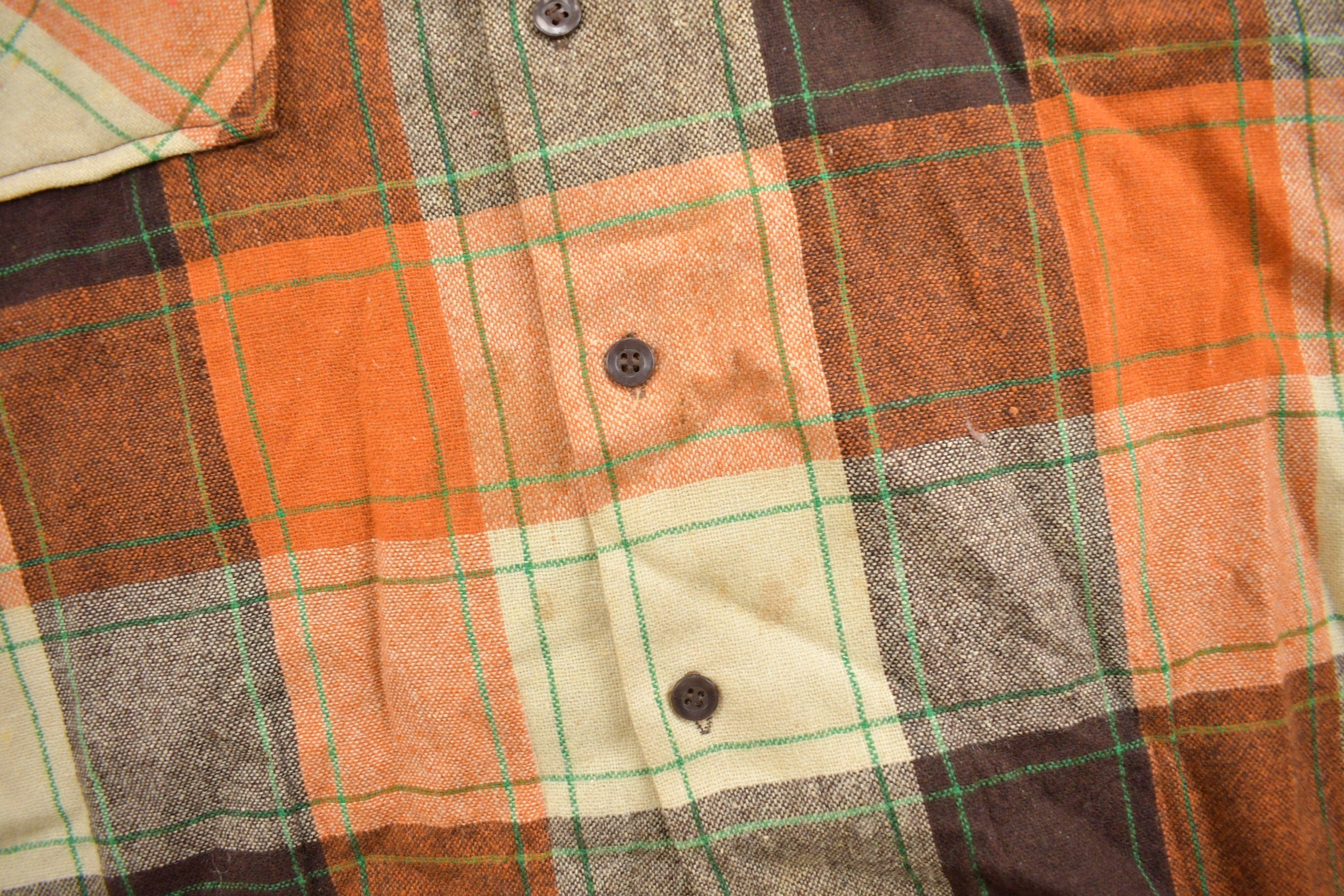 Vintage 1970s Montgomery Ward Button Up Flannel Sweater Men's Large - Image 4