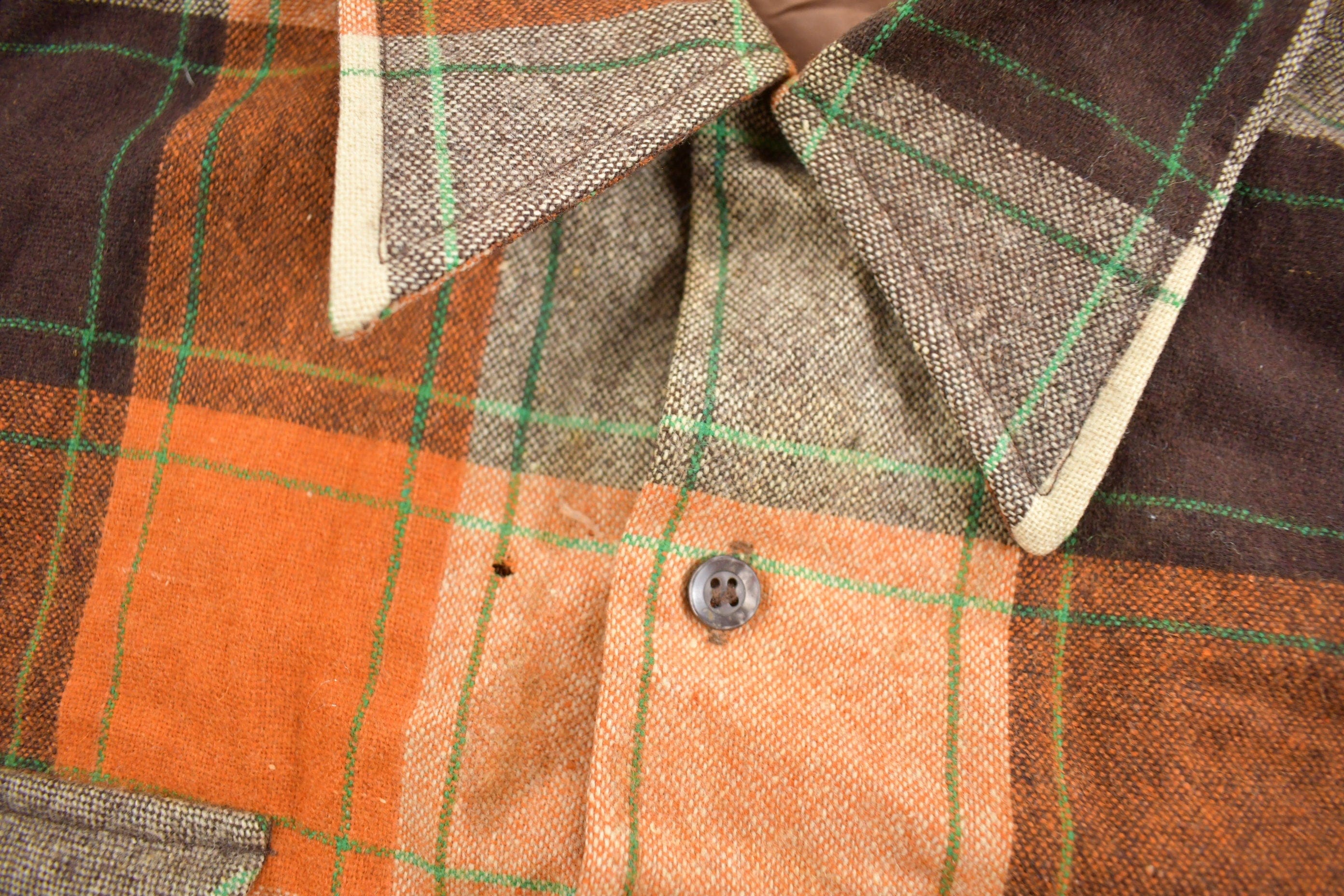 Vintage 1970s Montgomery Ward Button Up Flannel Sweater Men's Large - Image 5