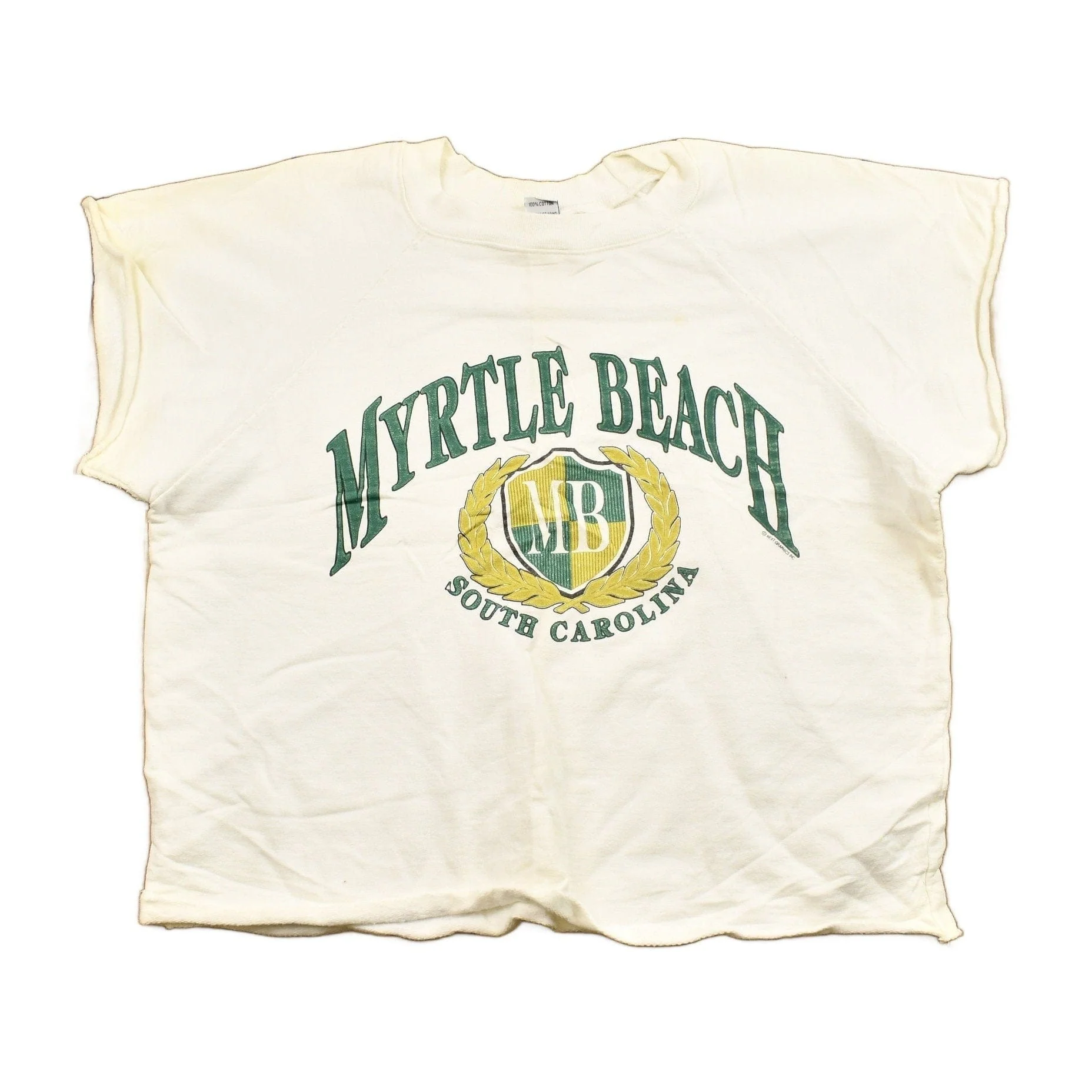 Vintage 1970s Myrtle Beach South Carolina Cropped Crewneck Sweatshirt Women's S