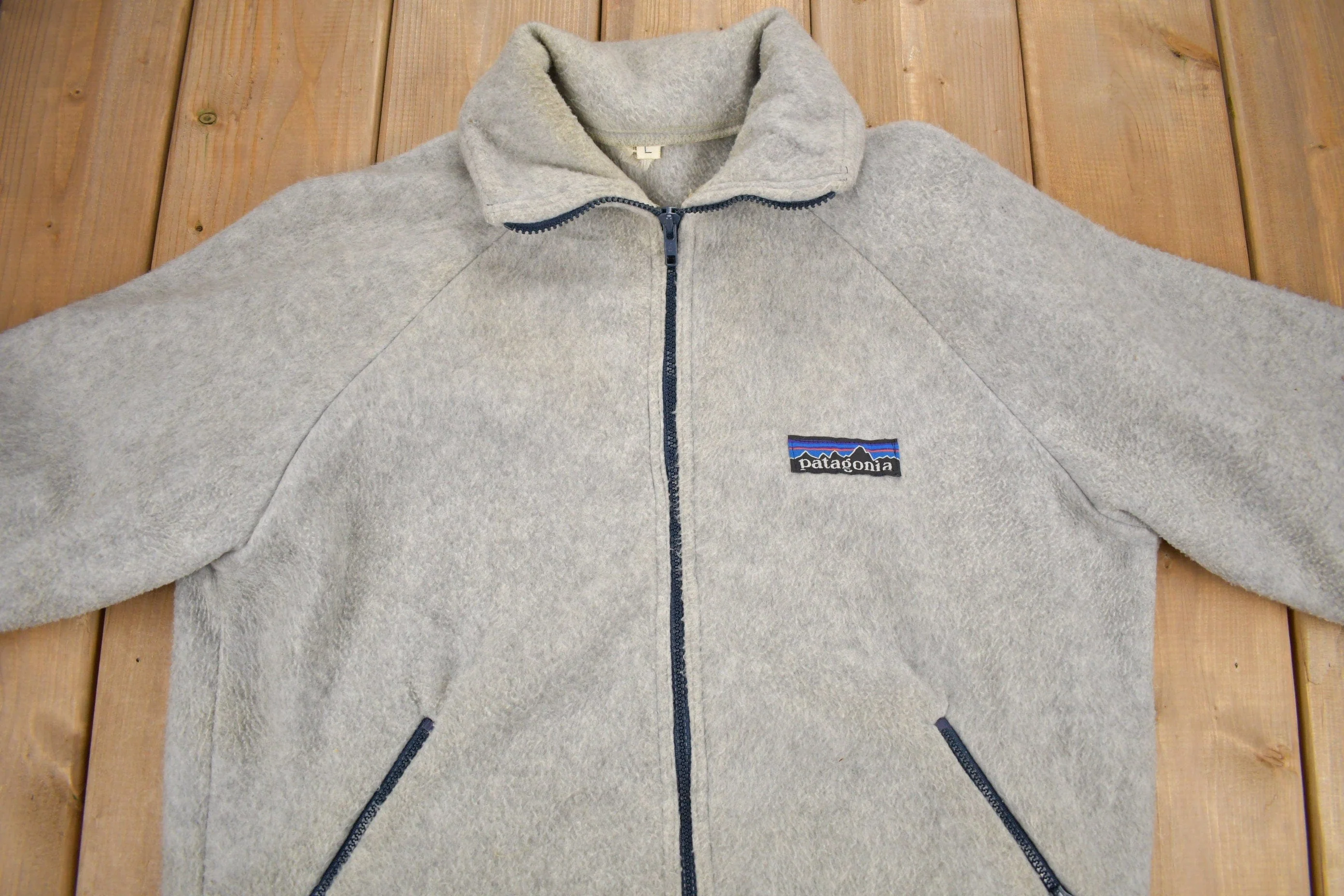 Vintage 1970s Patagonia Raglan Sleeve Full Zip Fleece Sweater Men's Medium - Image 3