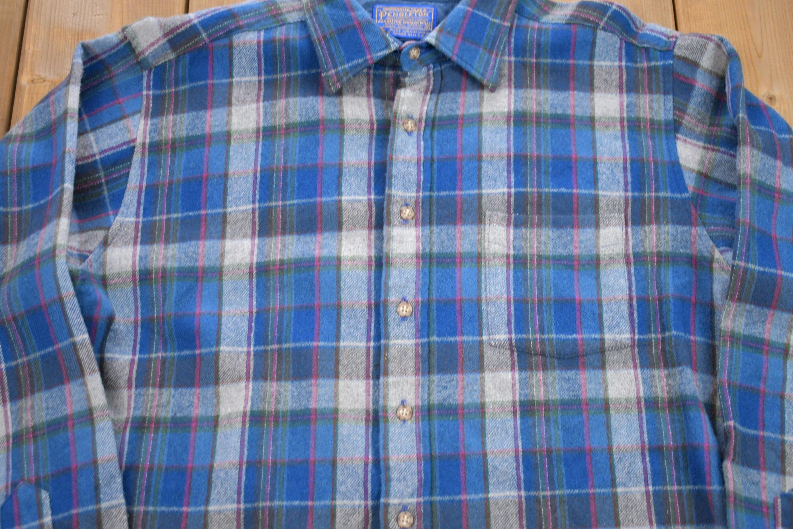 Vintage 1970s Pendleton Button Up Shirt Men's Large - Image 3