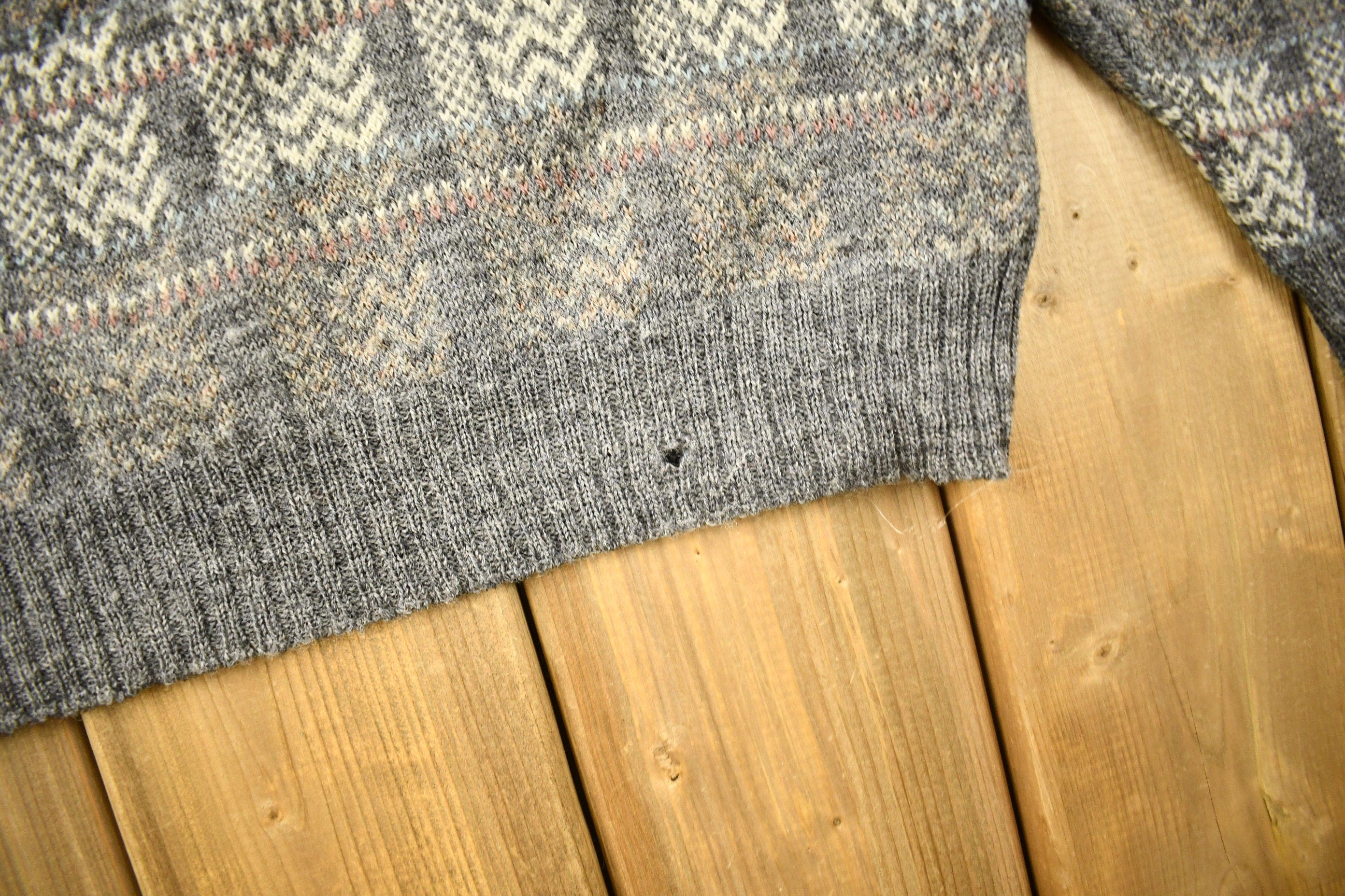 Vintage 1970s Pendleton Country Traditionals 100% Wool Knit Crewneck Sweater Men's Large - Image 4