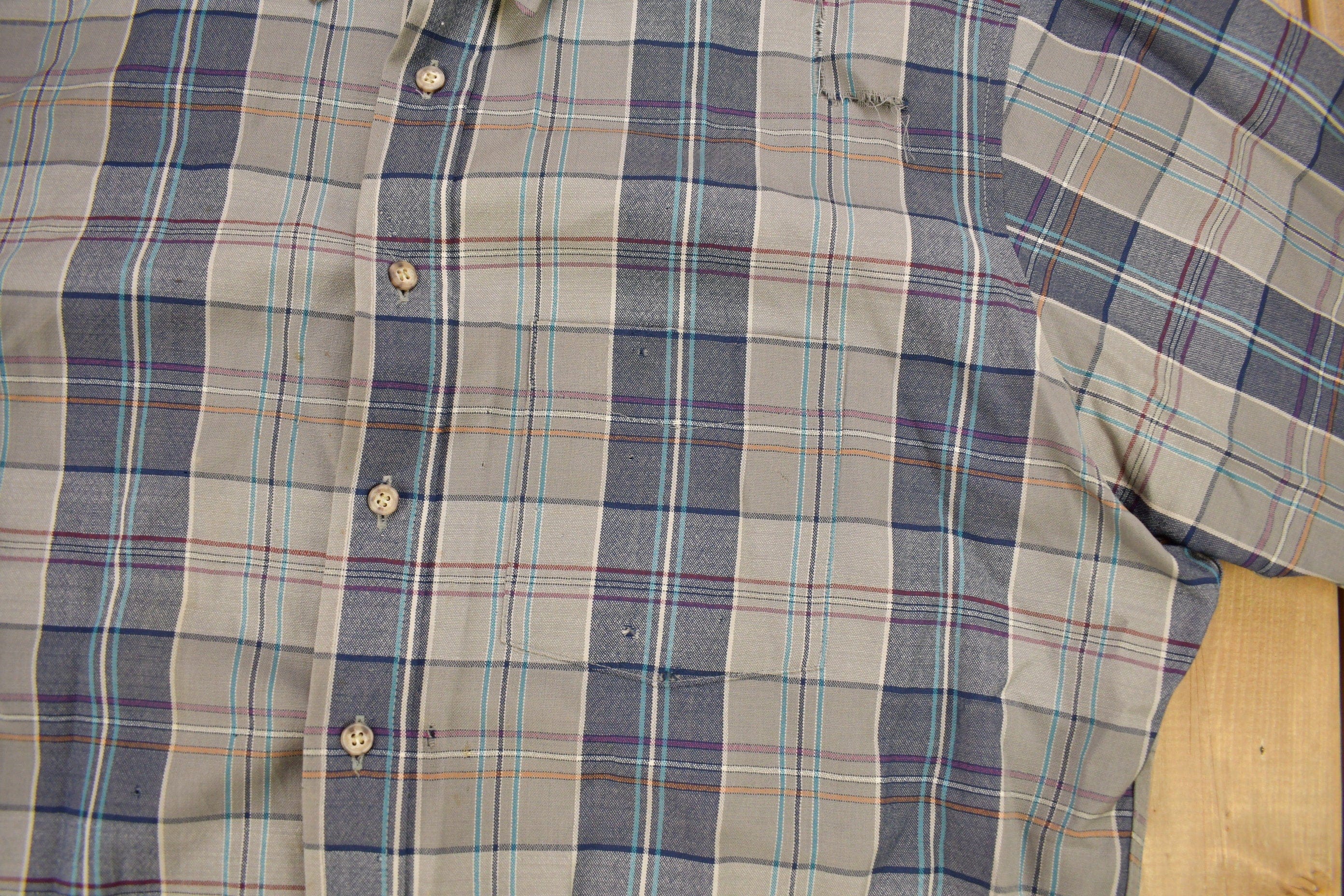Vintage 1970s Pendleton Plaid Button Up Shirt Men's 2XL - Image 3