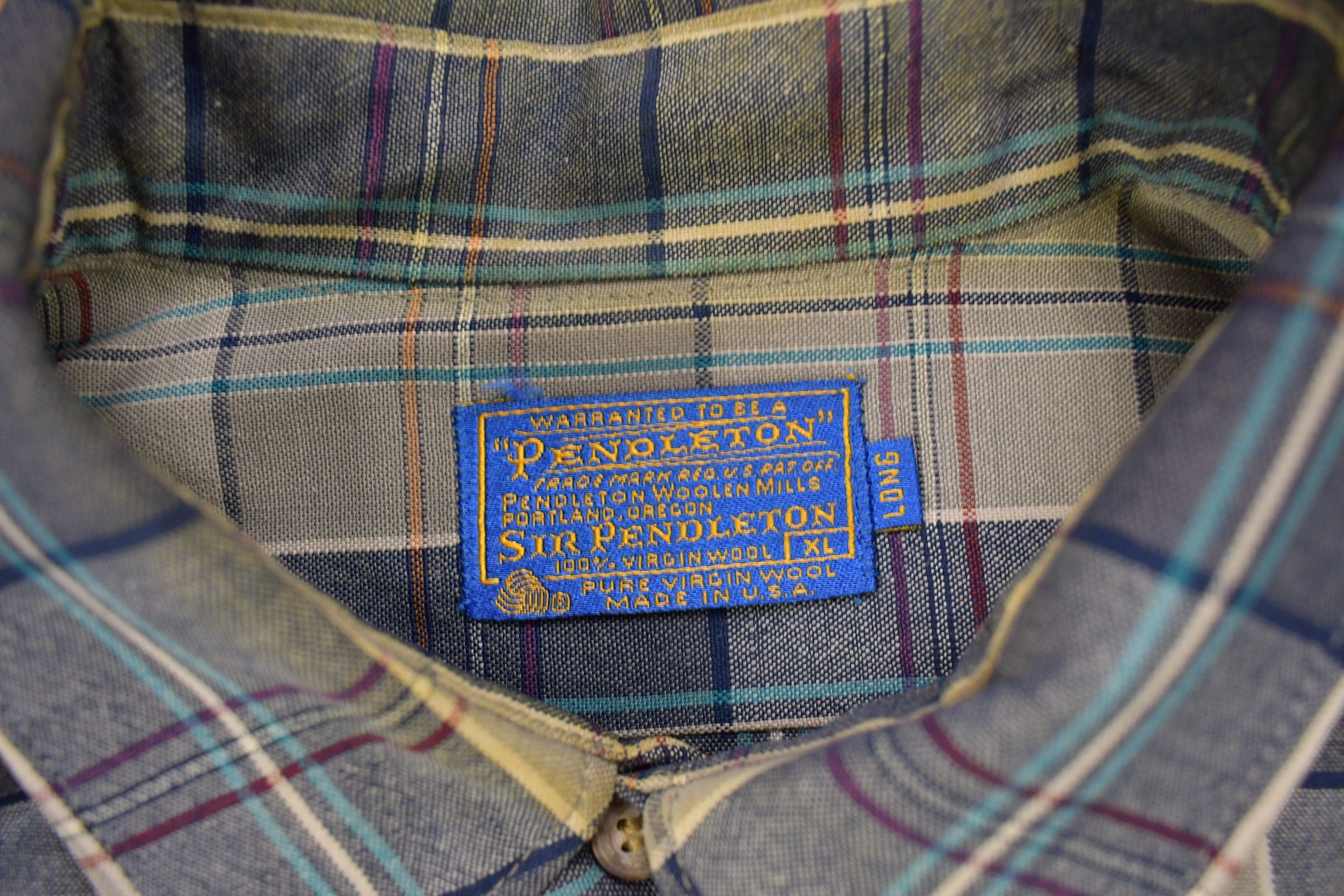 Vintage 1970s Pendleton Plaid Button Up Shirt Men's 2XL - Image 5