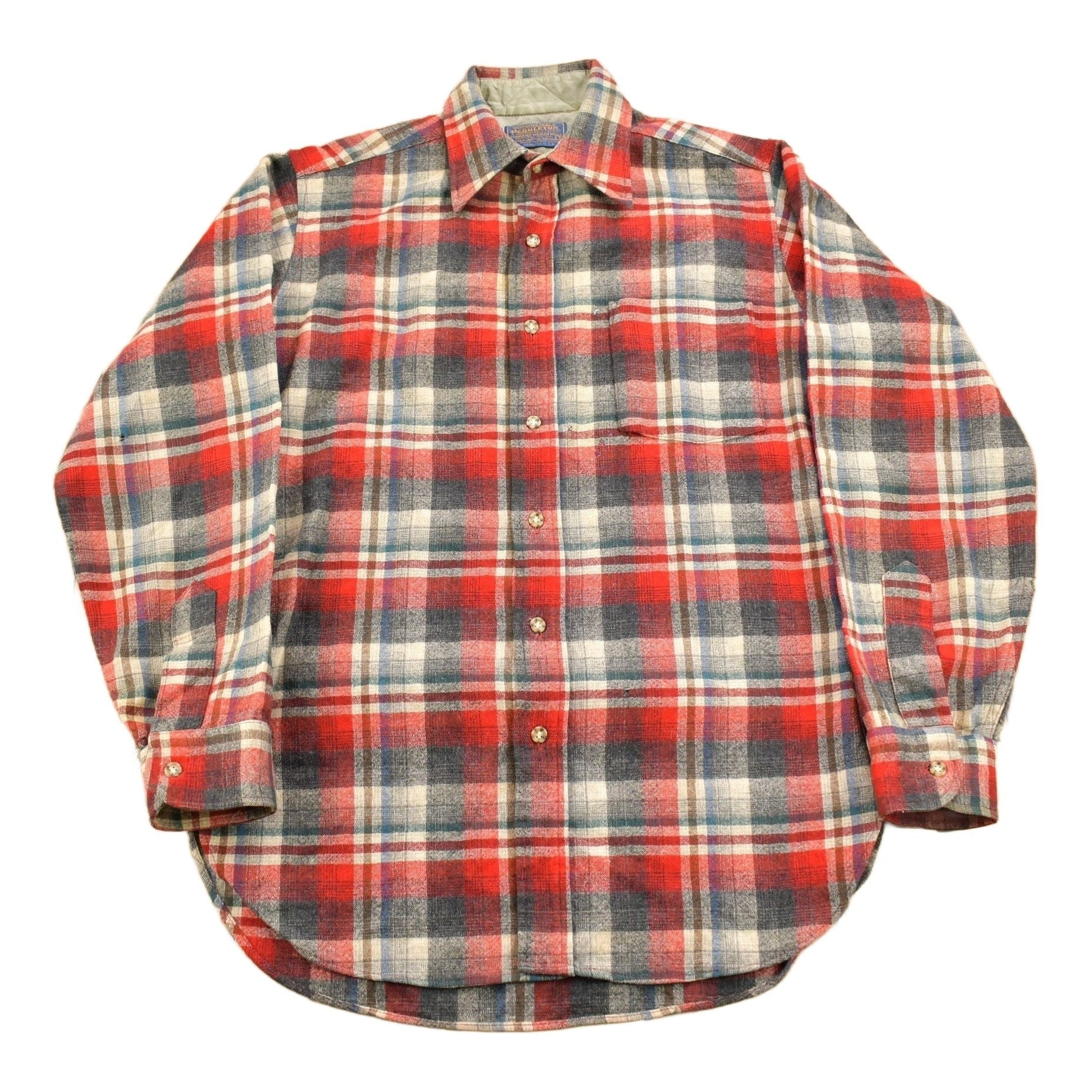 Vintage 1970s Pendleton Shadow Plaid Button Up Board Shirt Men's Small