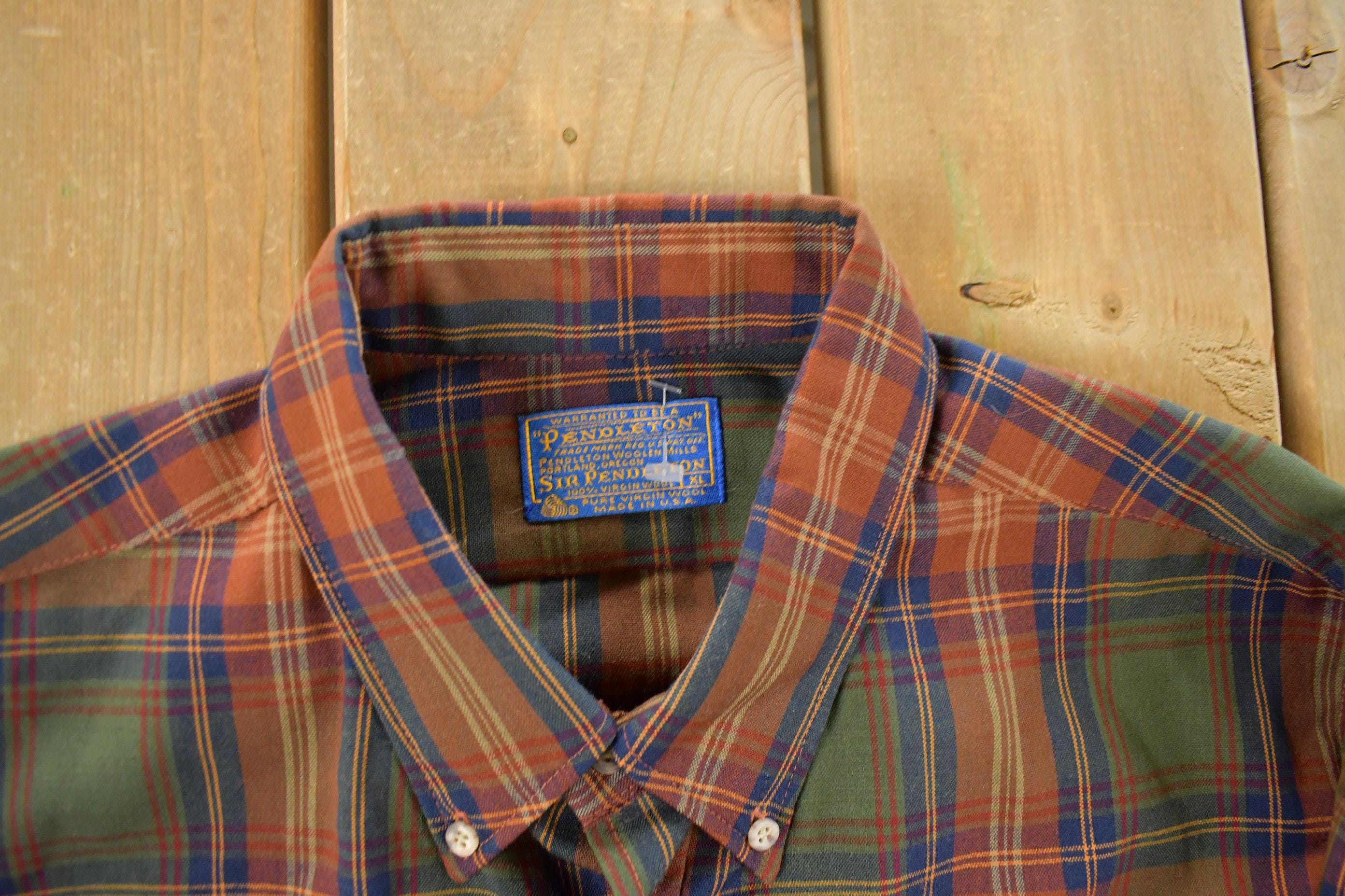 Vintage 1970s Pendleton Wool Flannel Button Up Shirt Men's XL - Image 4