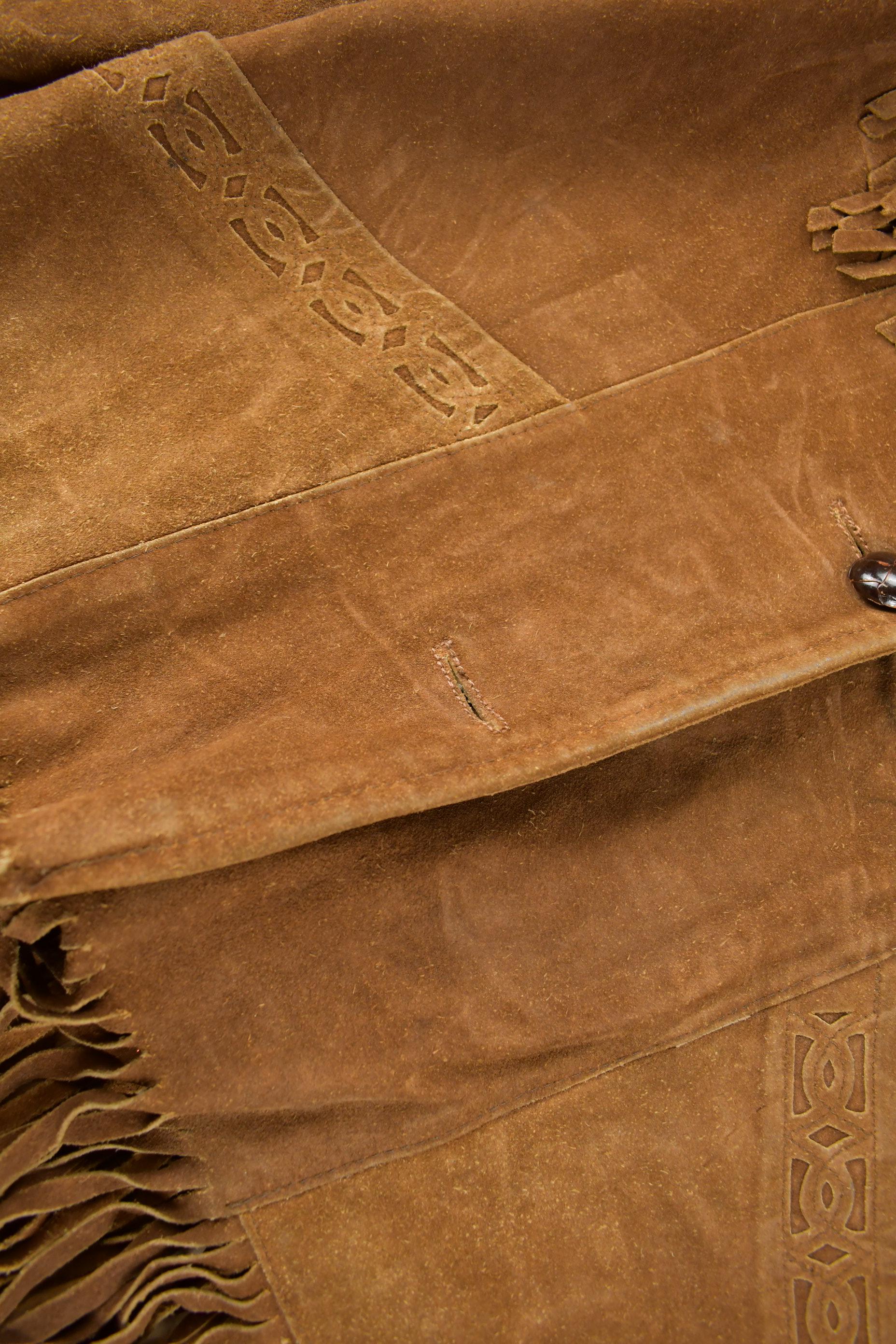Vintage 1970s Pioneer Wear Fringe Leather Jacket - Image 3