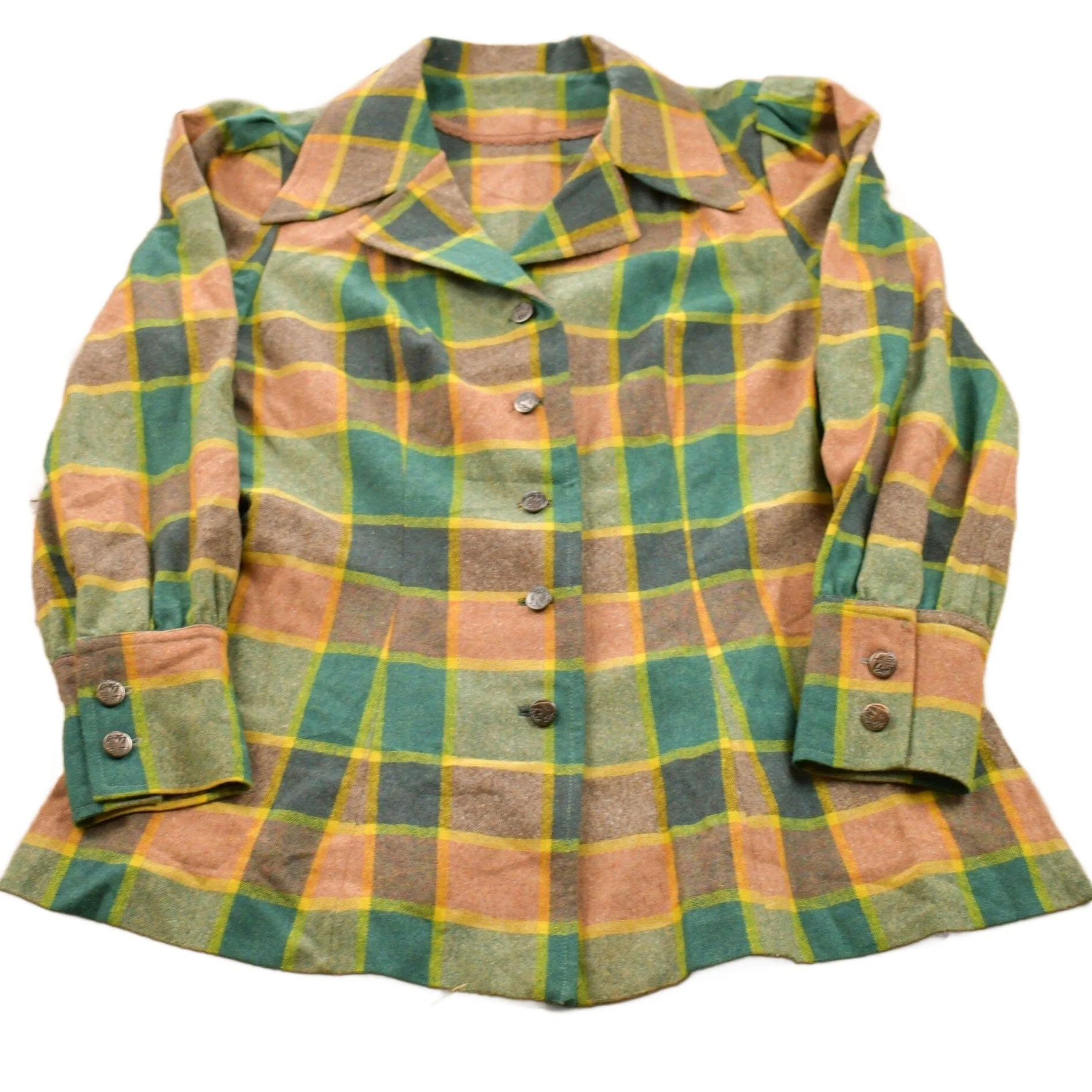 Vintage 1970s Plaid Button Up Shirt Men's Small