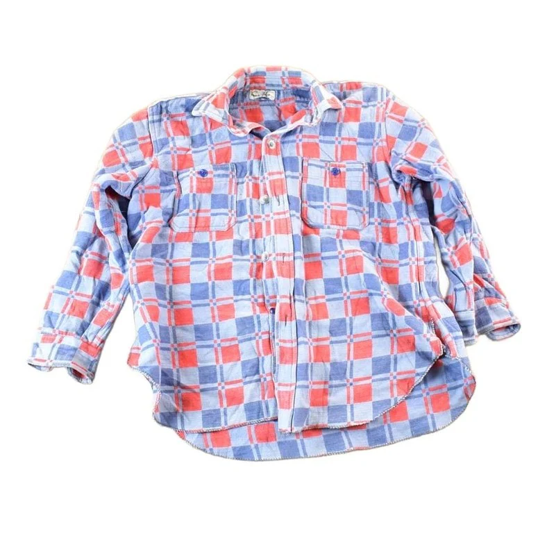 Vintage 1970s Plaid Button Up Shirt Mens L