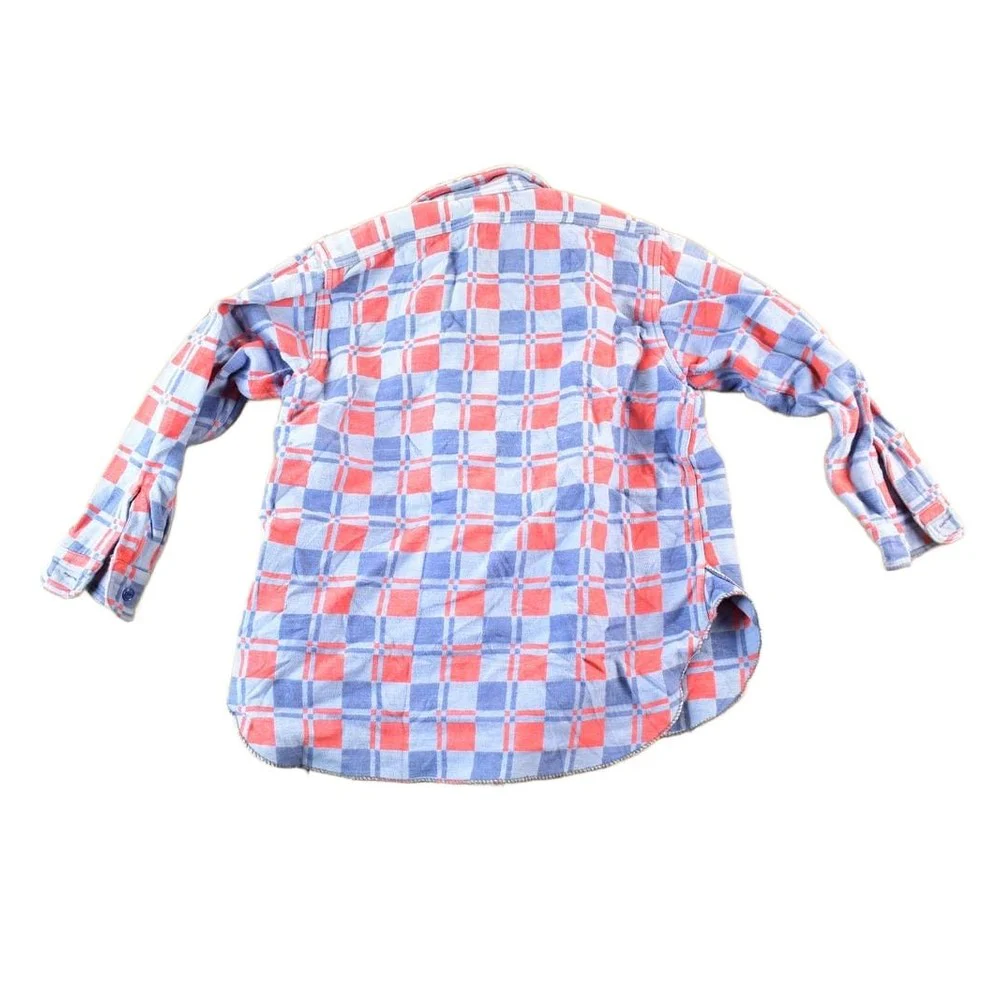 Vintage 1970s Plaid Button Up Shirt Mens L - Image 2