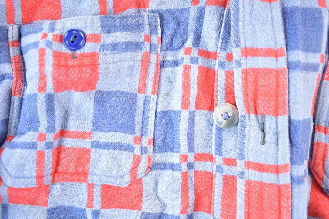 Vintage 1970s Plaid Button Up Shirt Mens L - Image 3