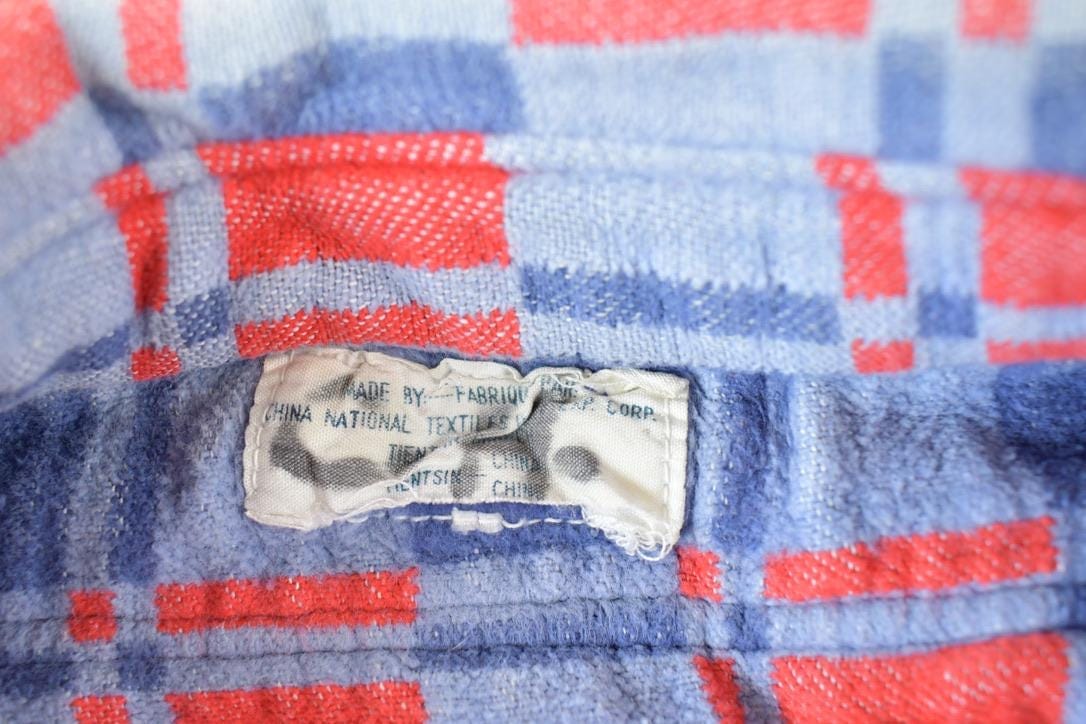 Vintage 1970s Plaid Button Up Shirt Mens L - Image 4
