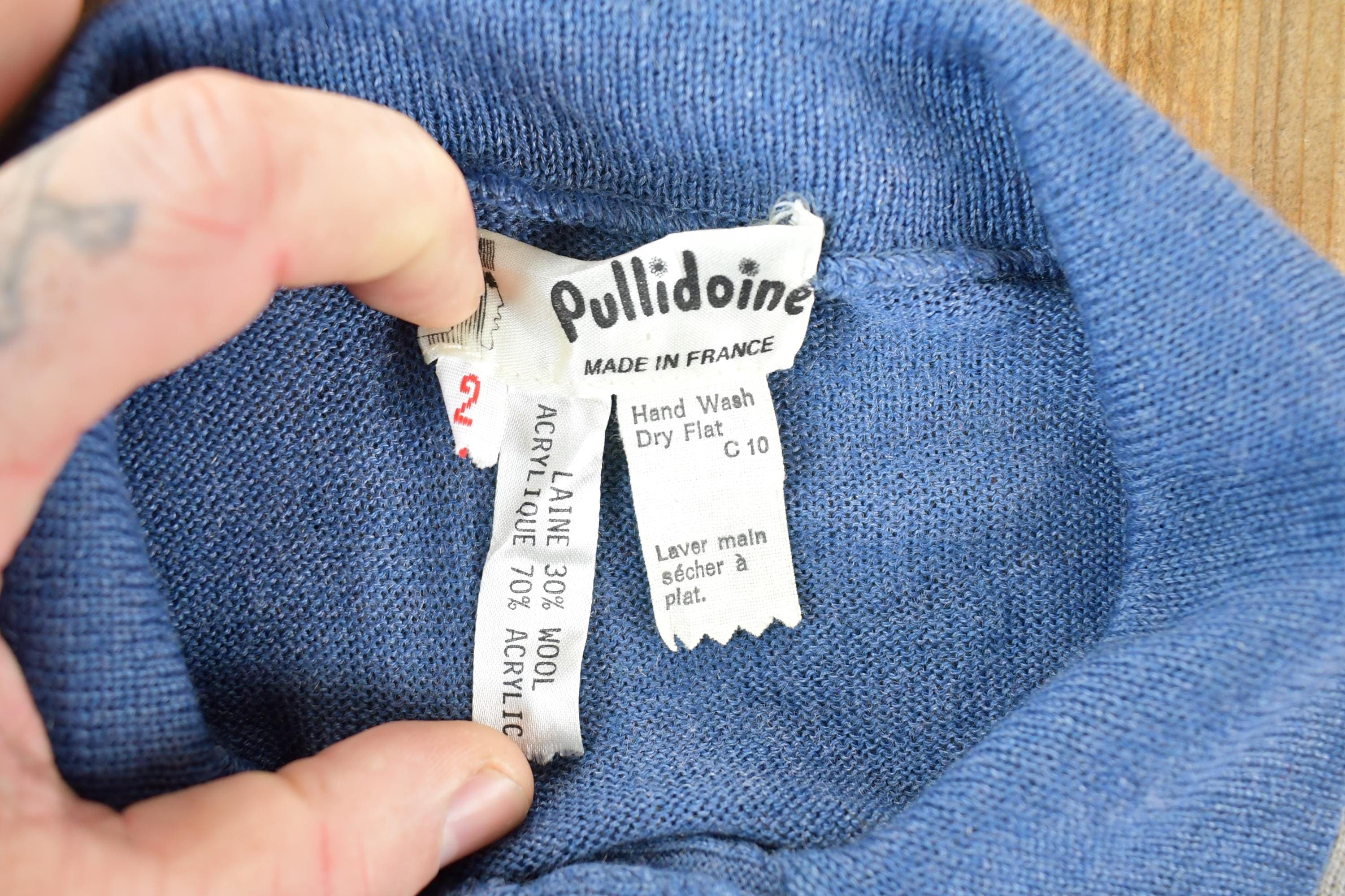 Vintage 1970s Pullidoine Knit Abstract Pattern Button Up Crewneck Sweater Womens S - Image 5