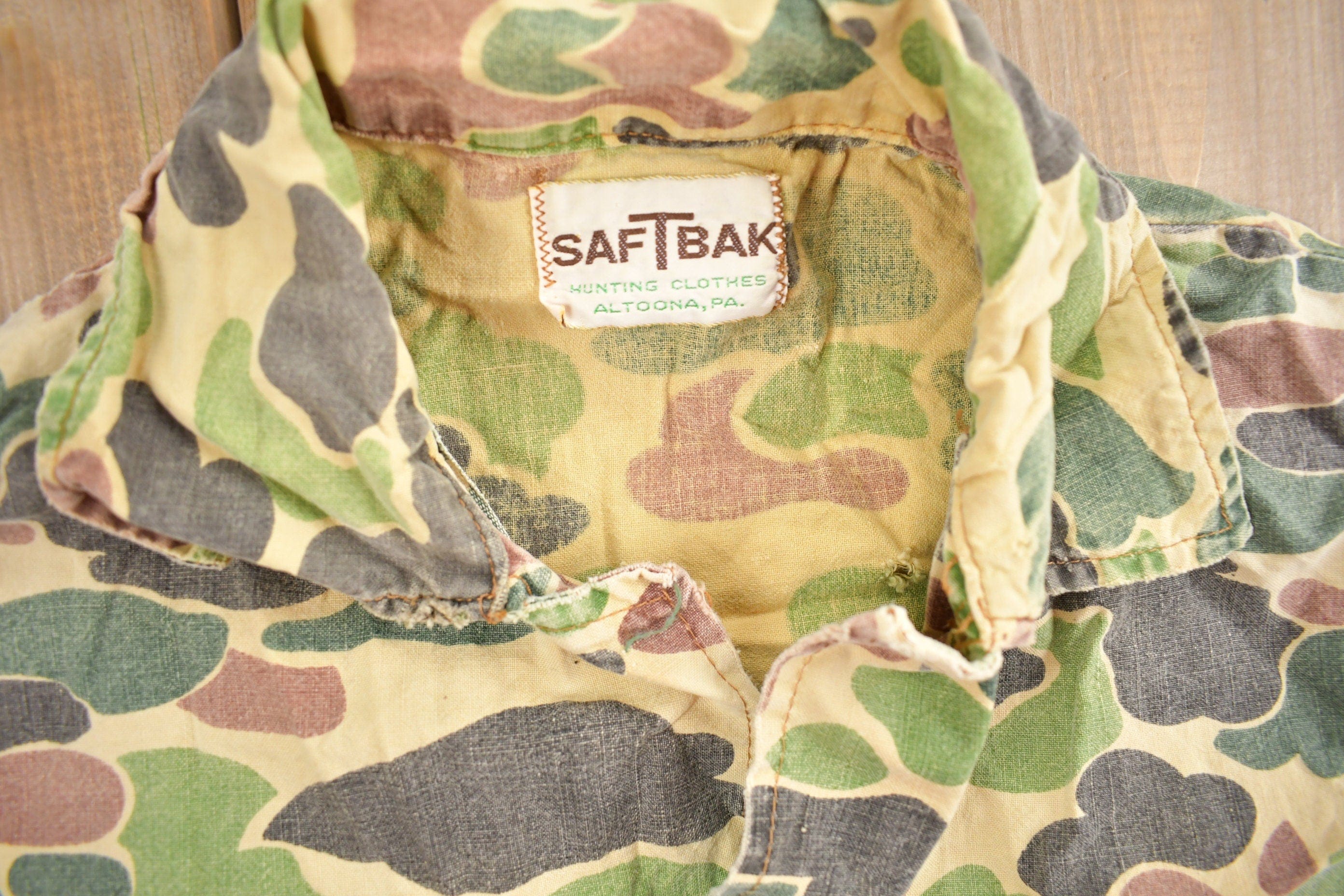 Vintage 1970s Saf T Bak Duck Camo Button Up Men's S-M - Image 5