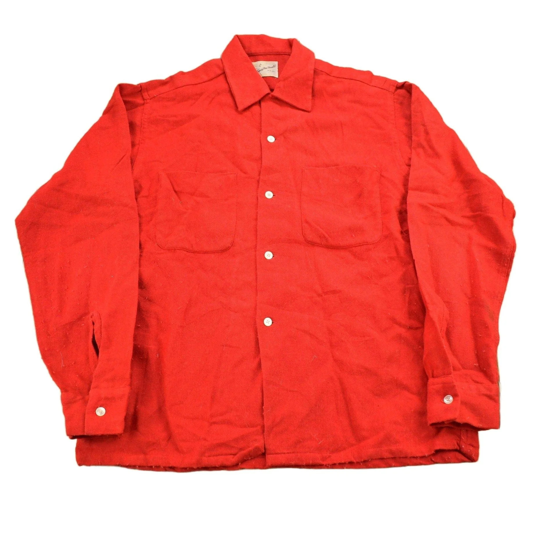 Vintage 1970s Sandy Mac Donald Red Button Up Shirt Men's Medium