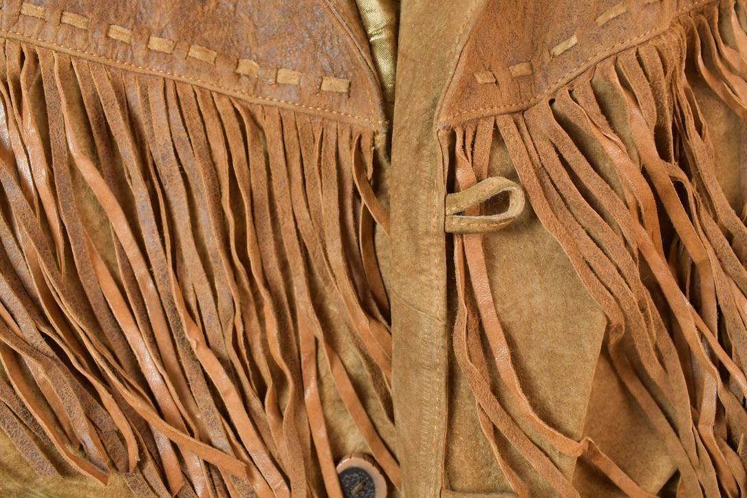 Vintage 1970s Scully Western Leather Fringed Cowboy Jacket Made In USA Men's Medium - Image 5