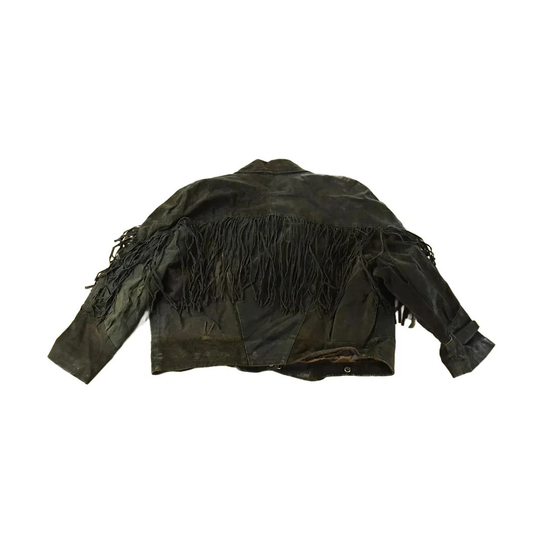 Vintage 1970s Sky Blue Waters Leather Suede Western Fringe Jacket Women's Large - Image 2