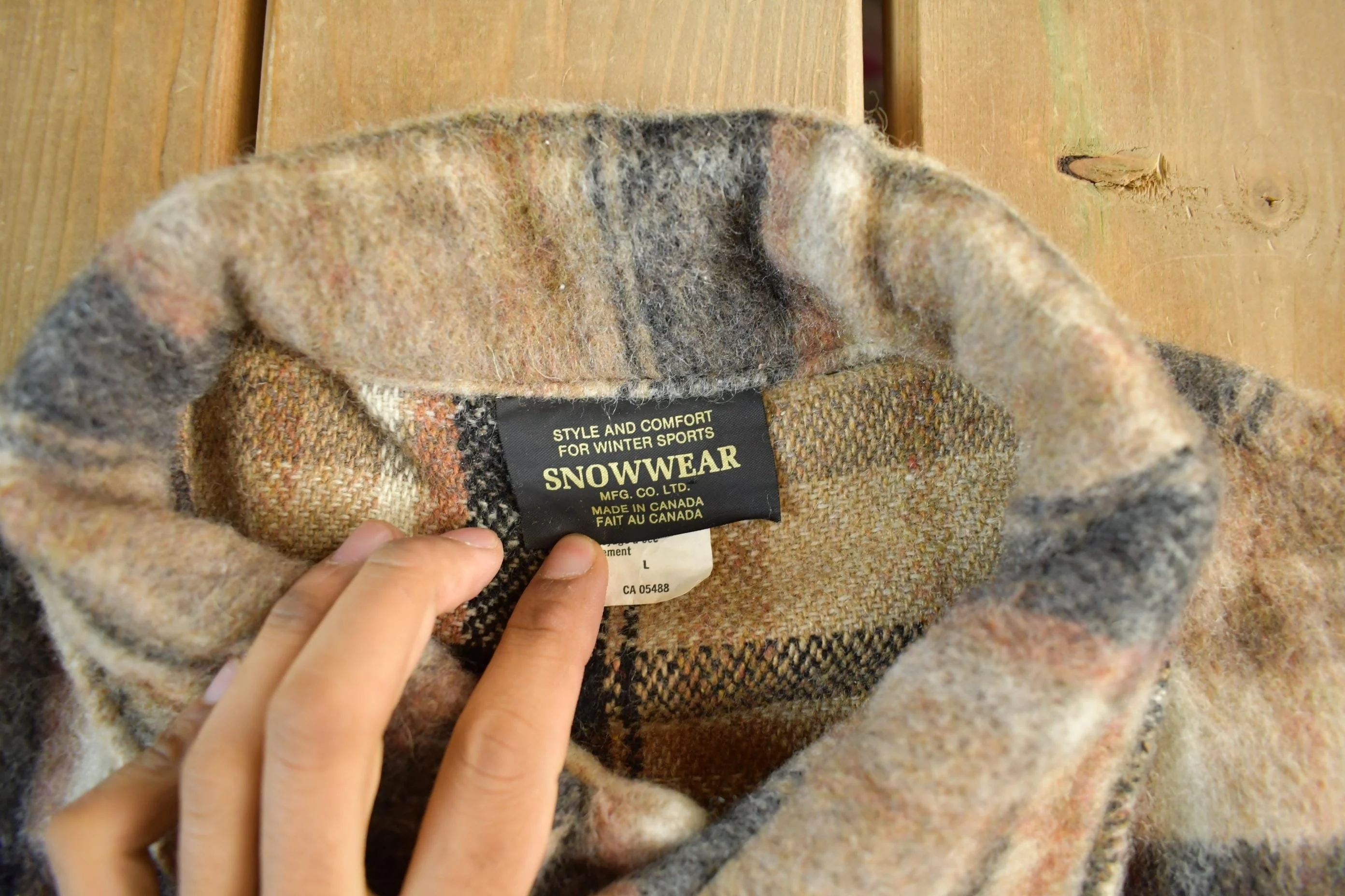 Vintage 1970s Snowwear Wool Flannel Shirt Jacket Men's M-L - Image 4