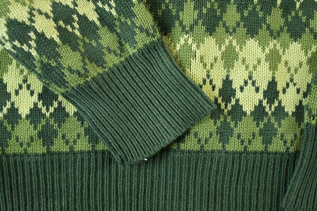 Vintage 1970s ST Leger Argyle Knit Abstract Pattern Crewneck Sweater Men's Small - Image 4