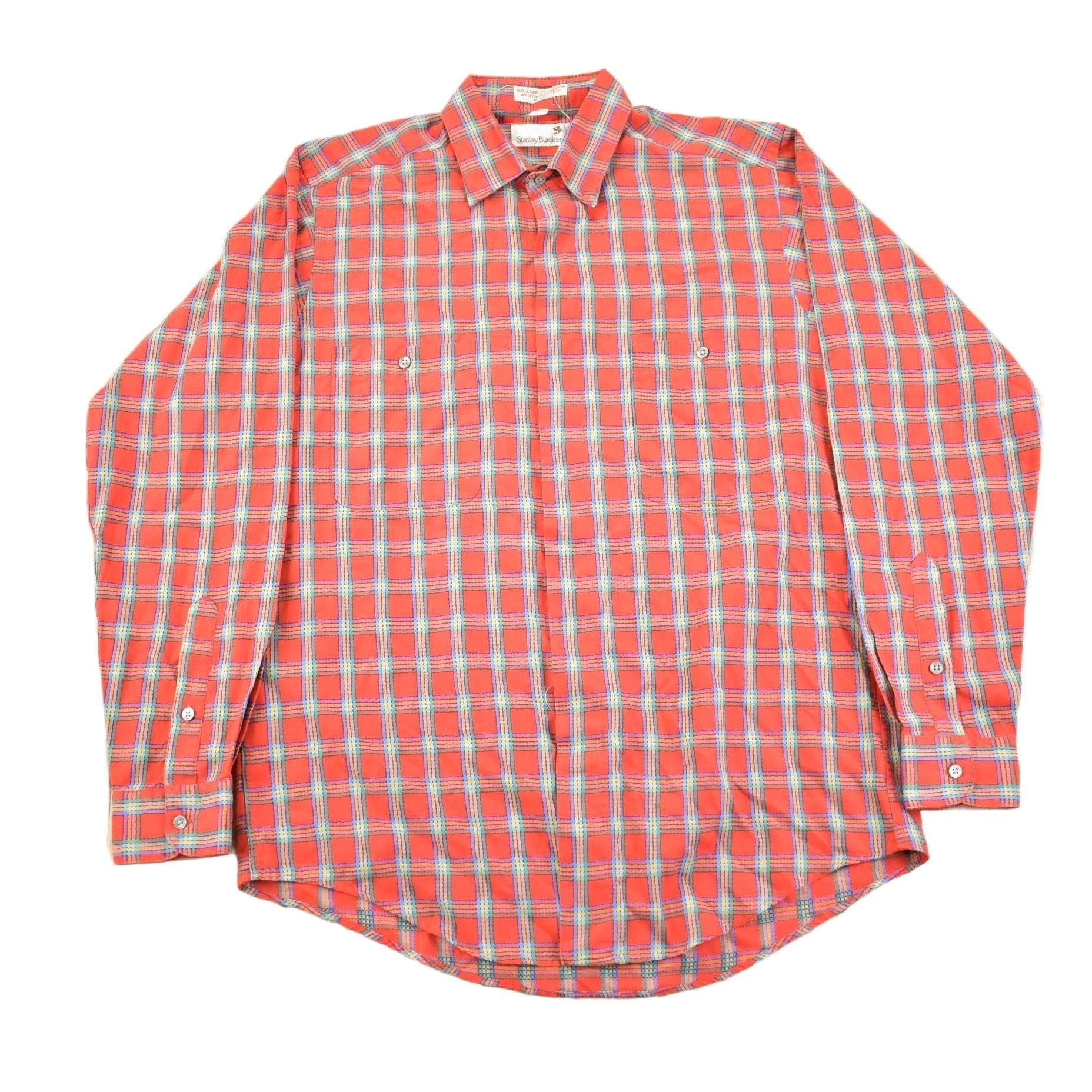 Vintage 1970s Stanley Blacker Soft Plaid Button Up Flannel Men's M