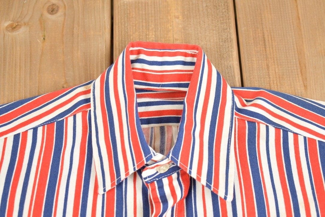 Vintage 1970s Striped Button Up Shirt Men's Large - Image 3