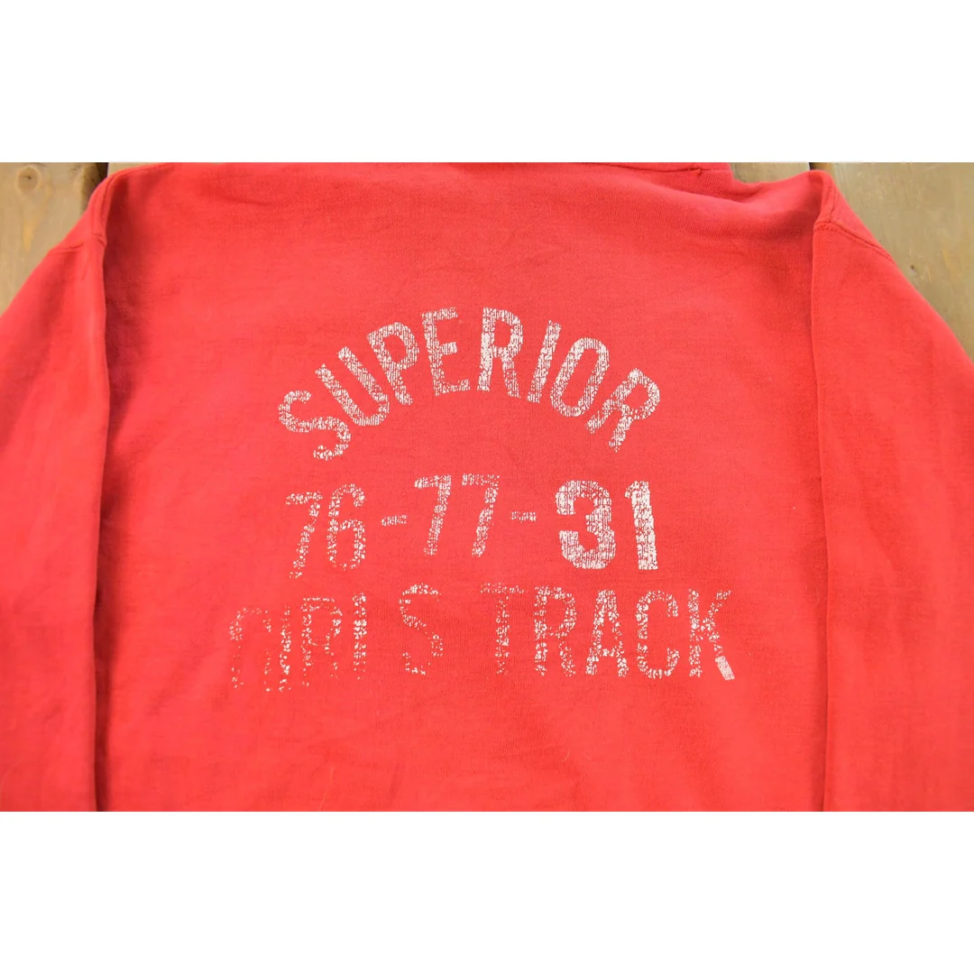 Vintage 1970s Superior Girls Track Russell Athletics Blank Hoodie Men's Small - Image 3