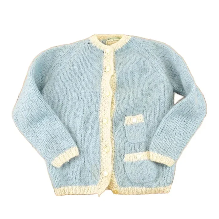 Vintage 1970s Tami Hand Knit Abstract Knit Cardigan Sweater Women's M