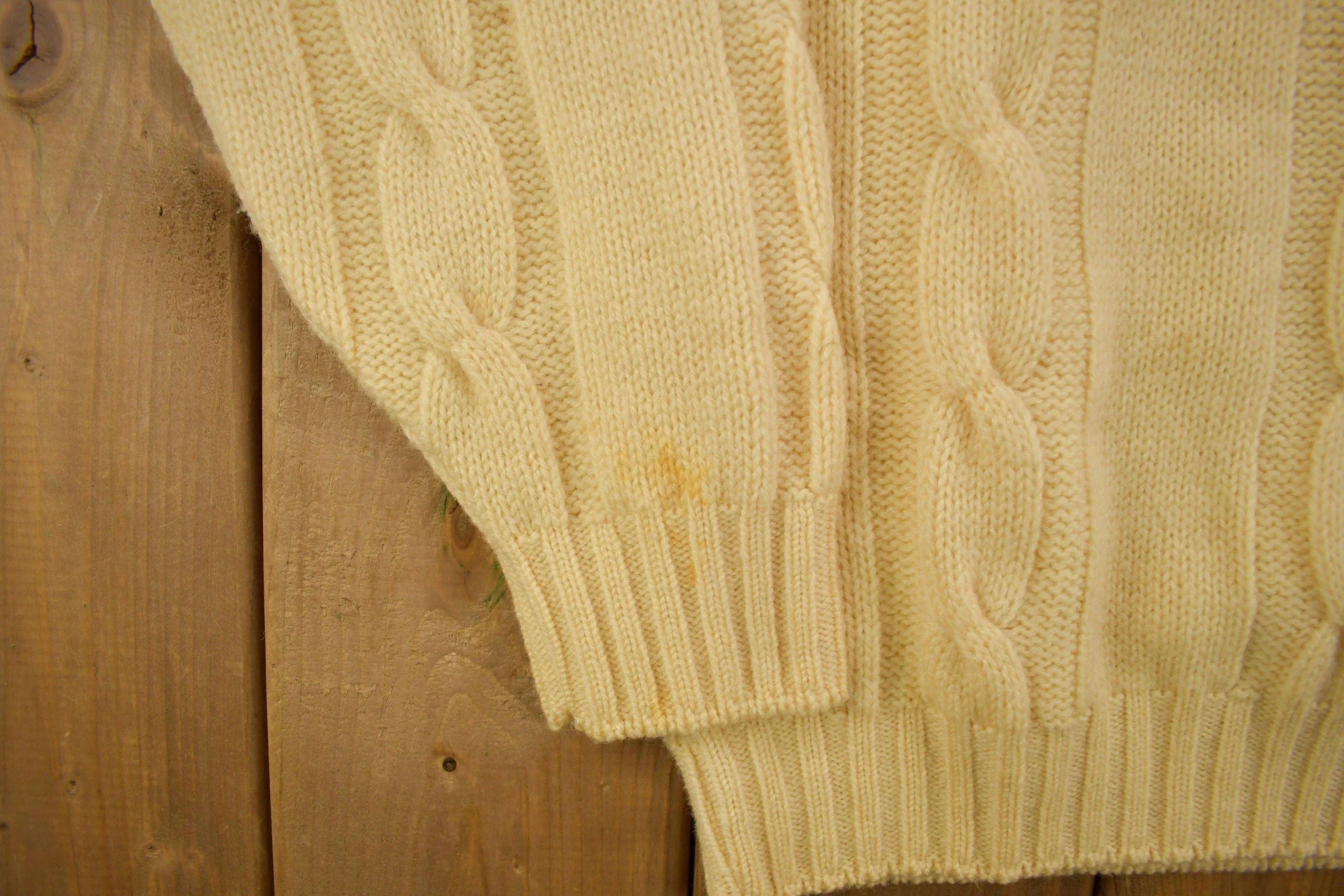 Vintage 1970s Towncraft Penneys Cable Knit Mockneck Sweater - Image 4