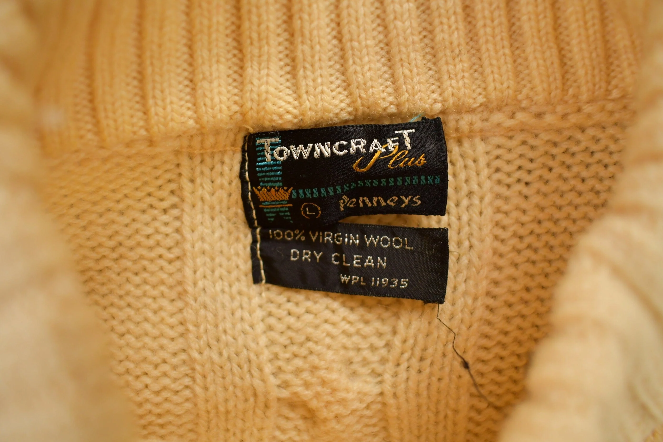Vintage 1970s Towncraft Penneys Cable Knit Mockneck Sweater - Image 6