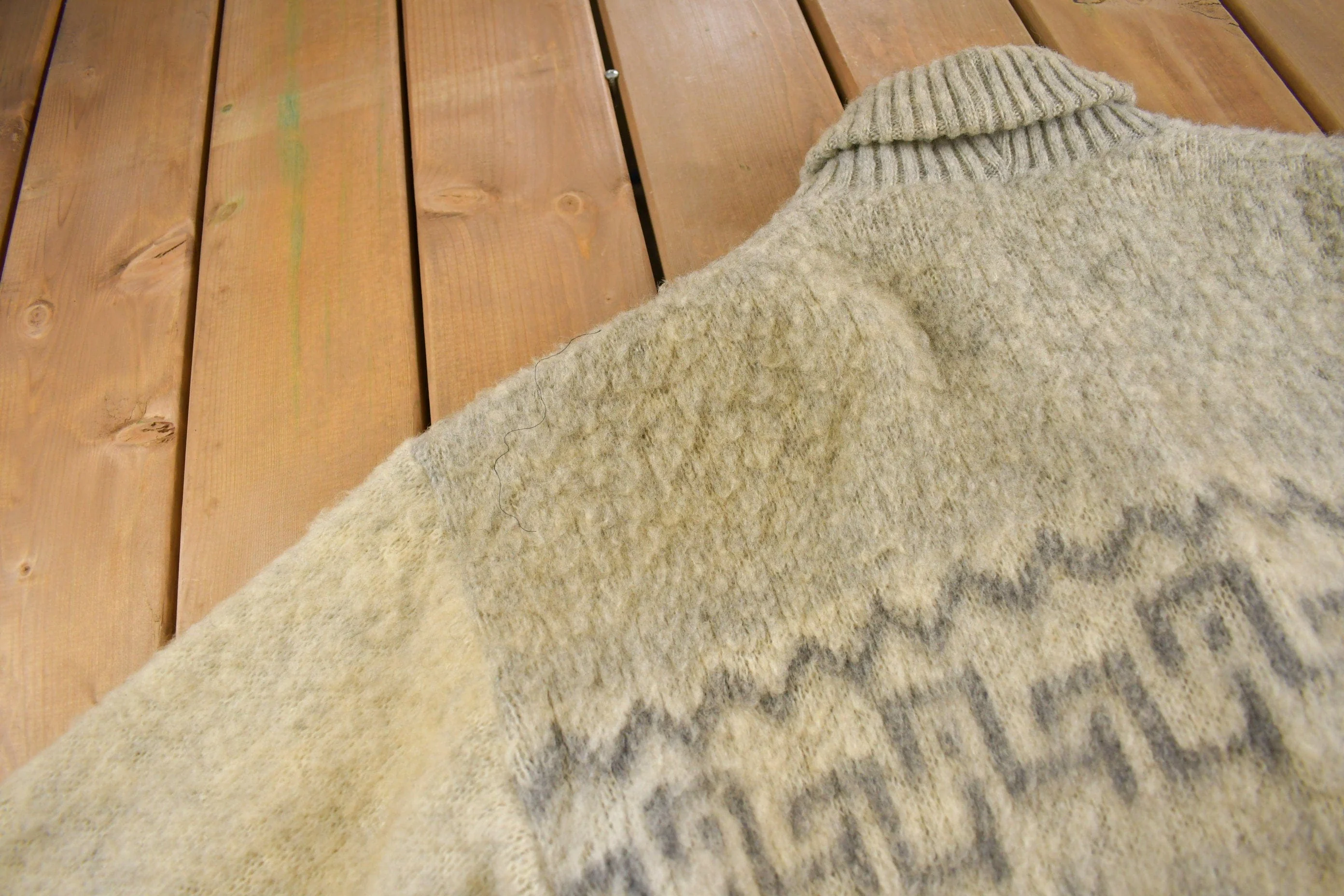 Vintage 1970s Tundra 100% Wool Knit Shawl Collar Jacket Men's Large - Image 6