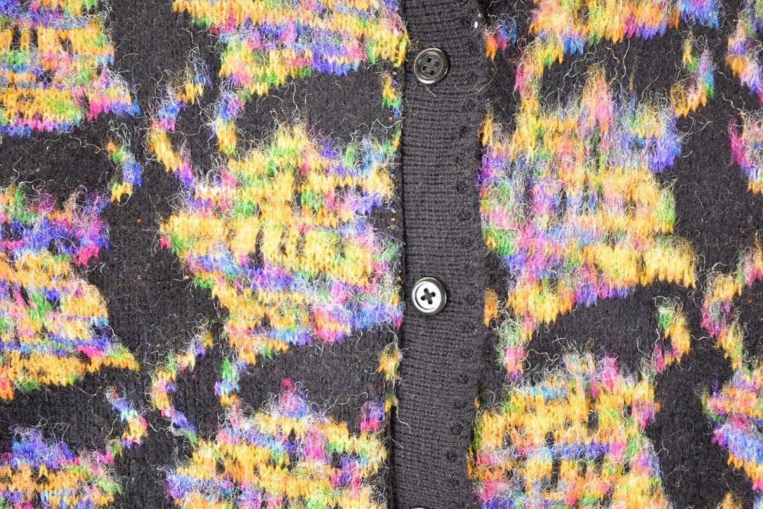 Vintage 1970s Wani Oswal Abstract Wool Knit Cardigan Sweater Women's S - Image 3