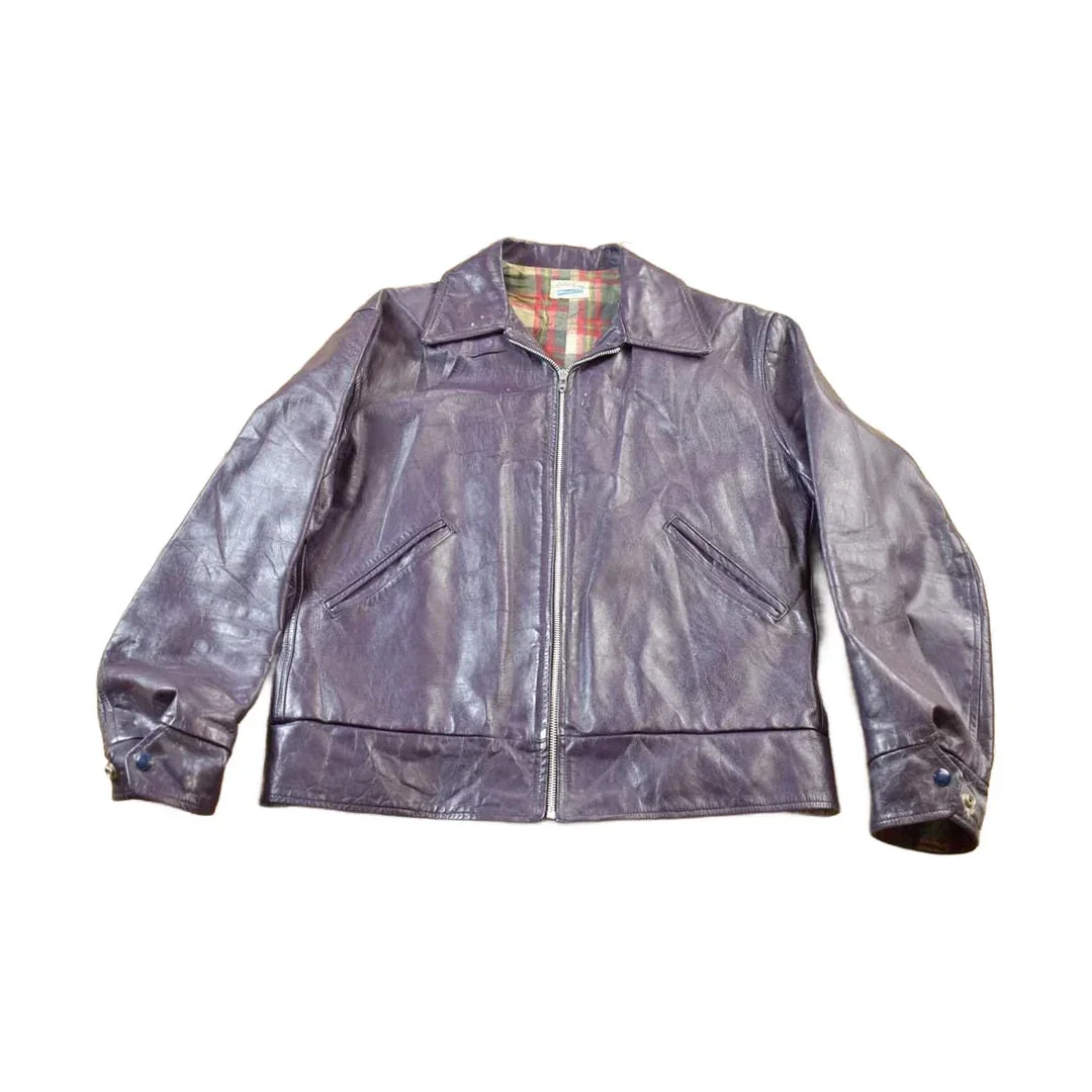 Vintage 1970s Western University Leather Varsity Jacket Men's Medium - Image 2