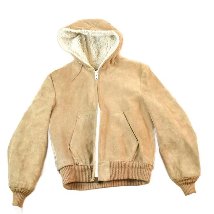 Vintage 1970s William Barry Suede Leather Hooded Jacket Coat Perfectly Distressed Made In USA / Outdoors Jacket / Workman Jacket