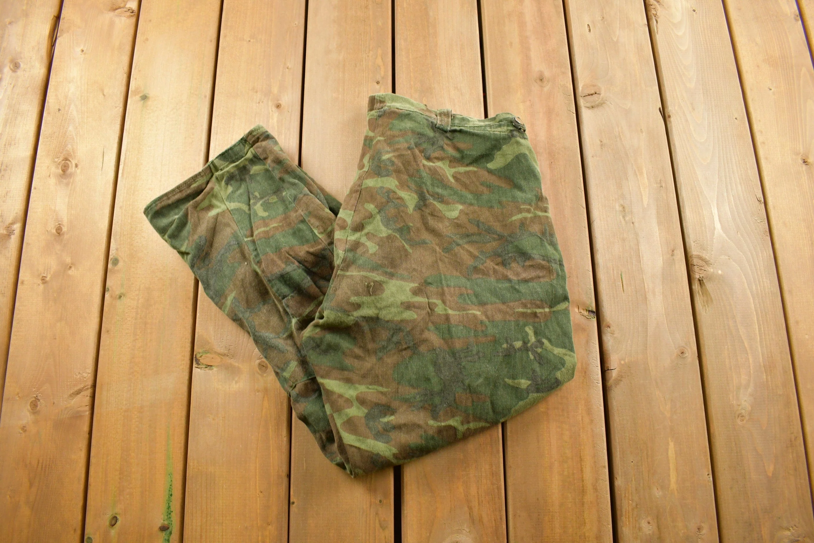 Vintage 1970s Woodland Camouflage Hunting Pants Men's 38 x 27 - Image 3