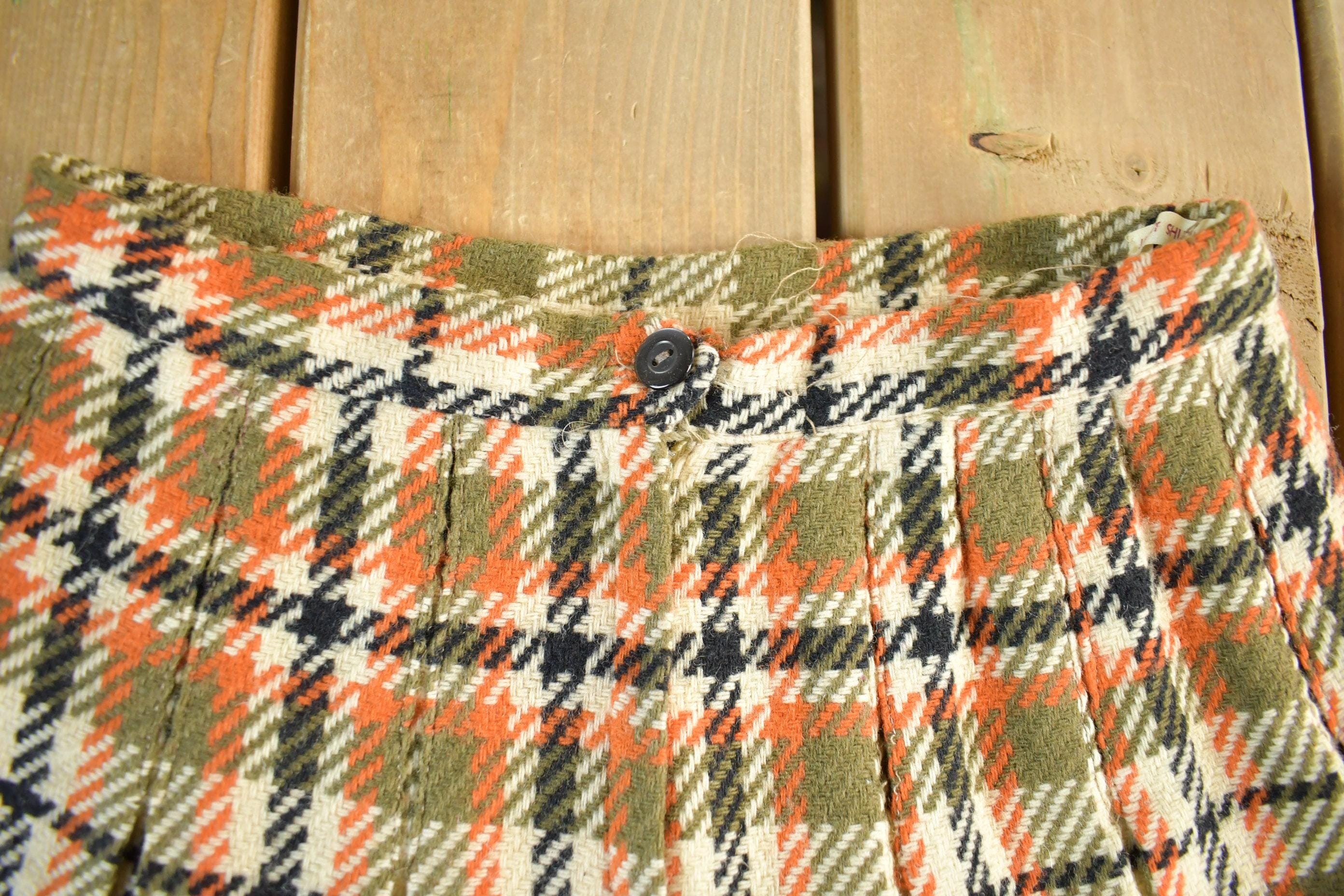 Vintage 1970s Wool Tartan Plaid Skirt Women's 24 - Image 3