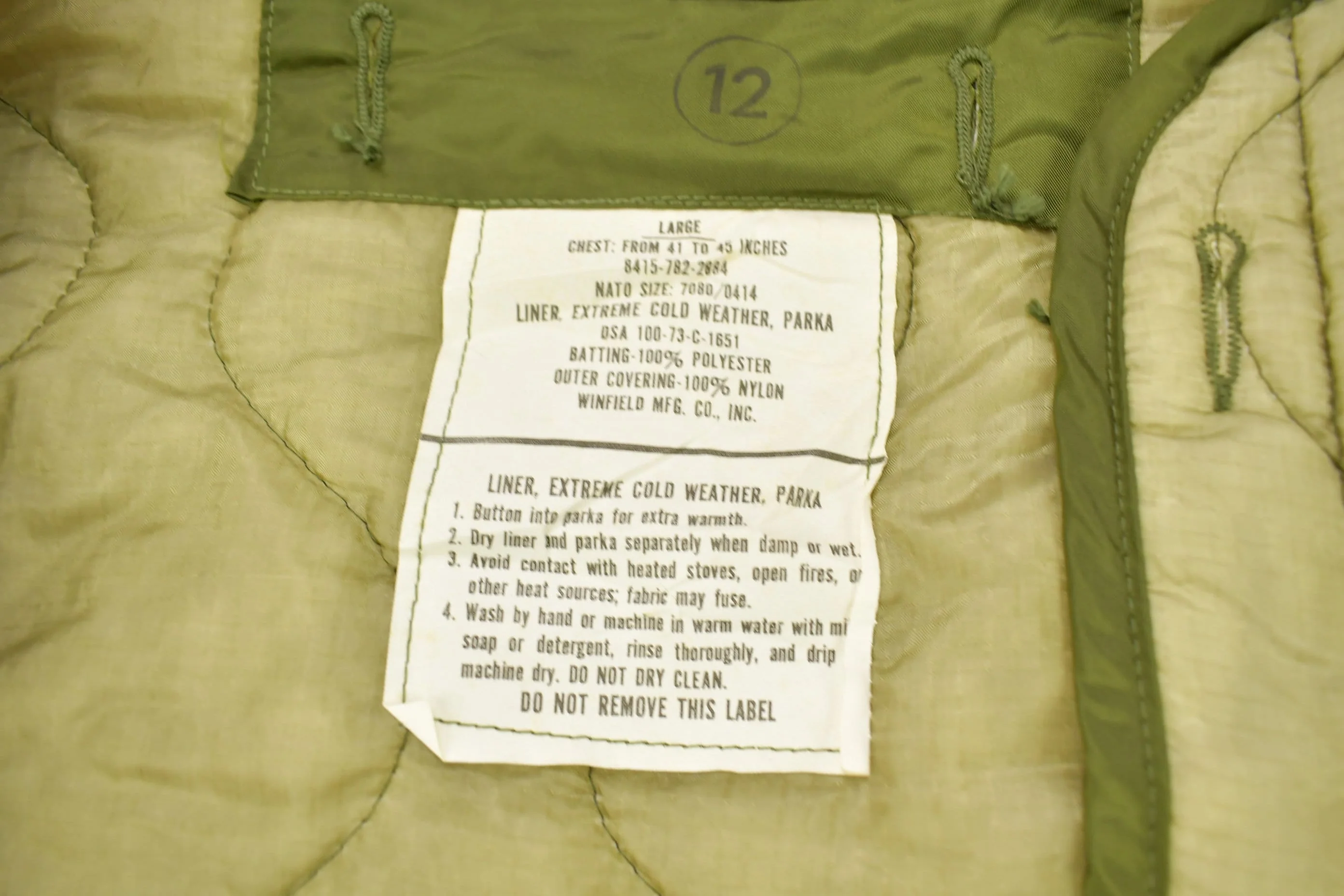 Vintage 1973 M65 Military Jacket Liner Size L Men's 2XL - Image 4