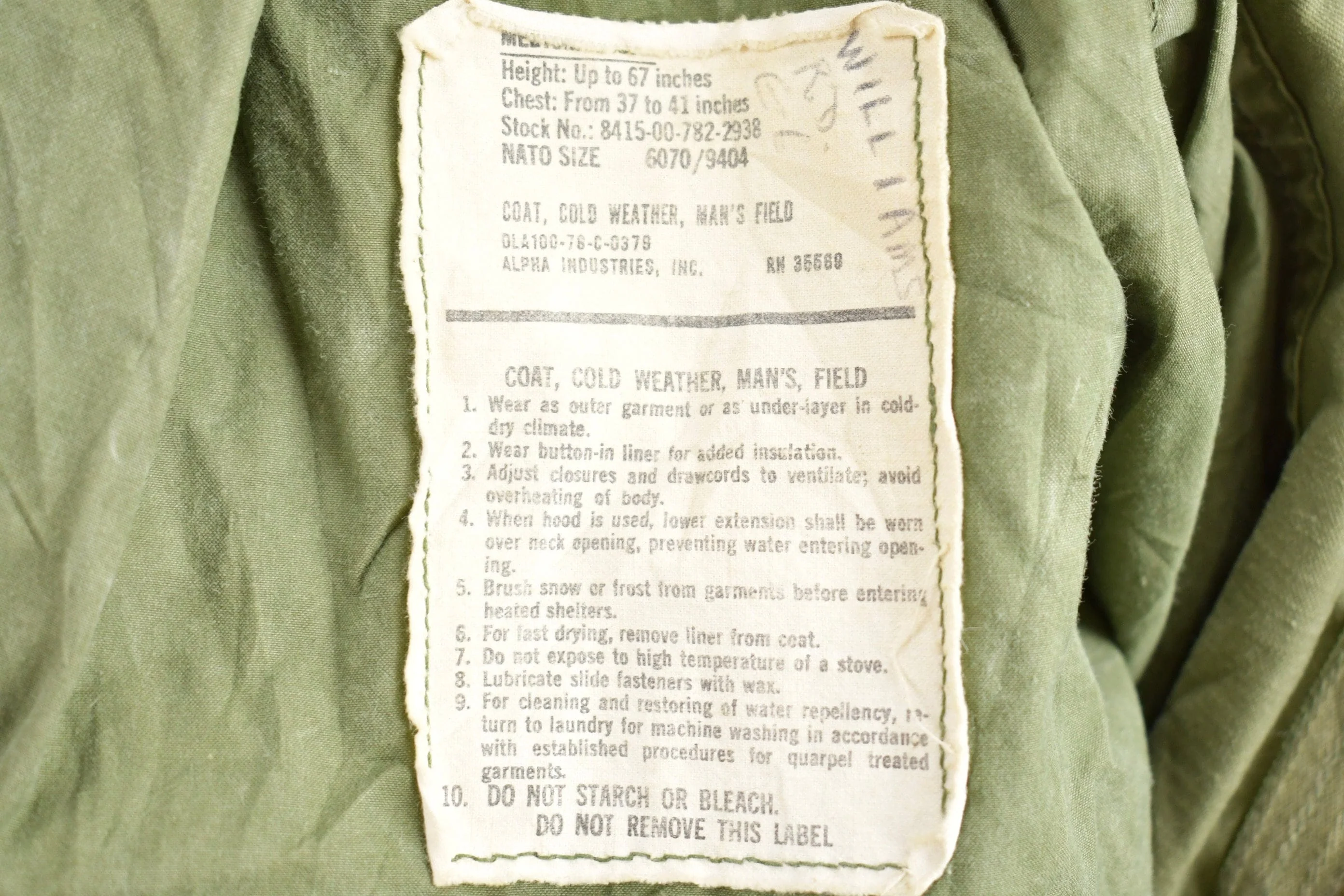 Vintage 1976 Military Army Sateen Field Jacket - Image 3