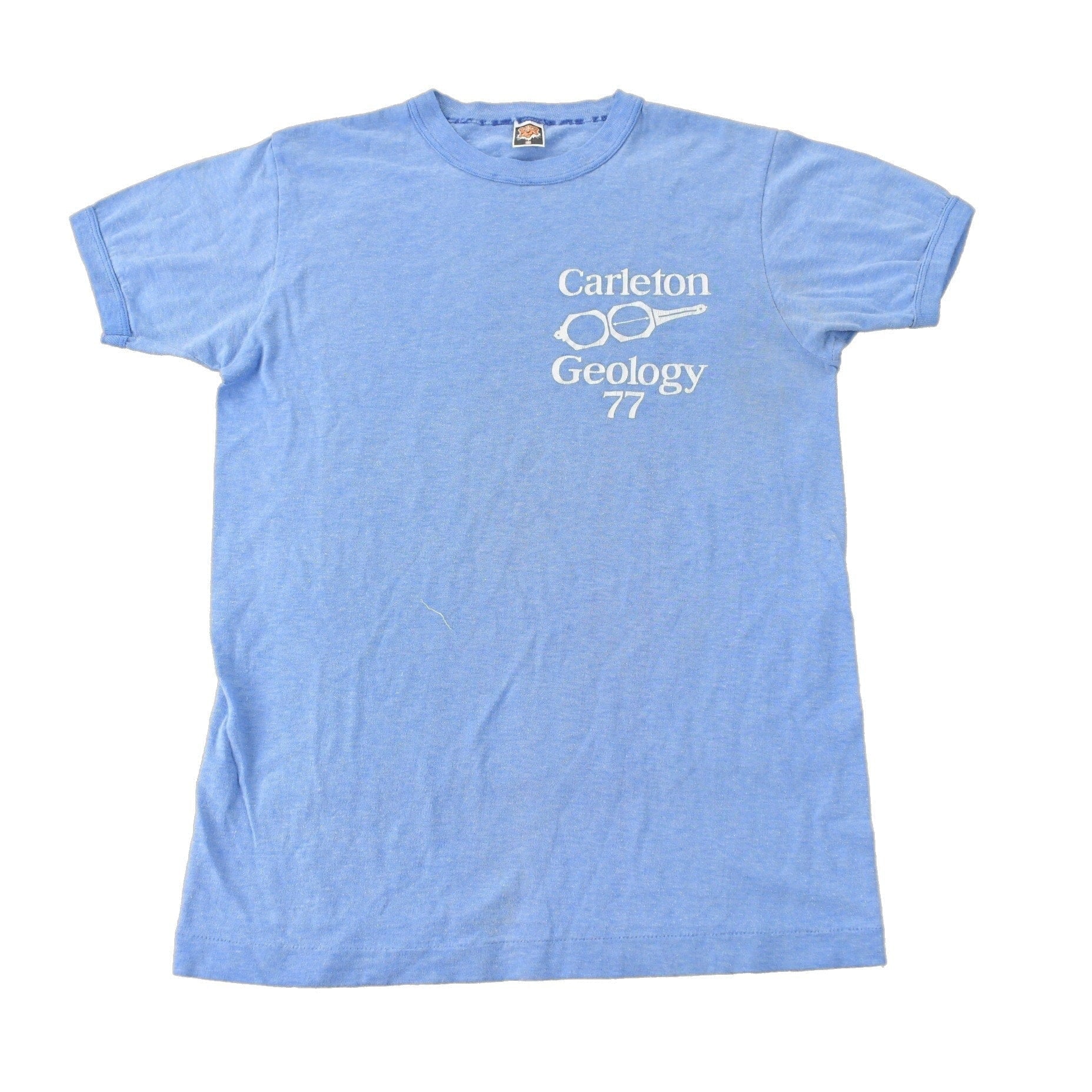 Vintage 1977 Carleton Geology Collegiate Graphic Ringer T-Shirt Men's S