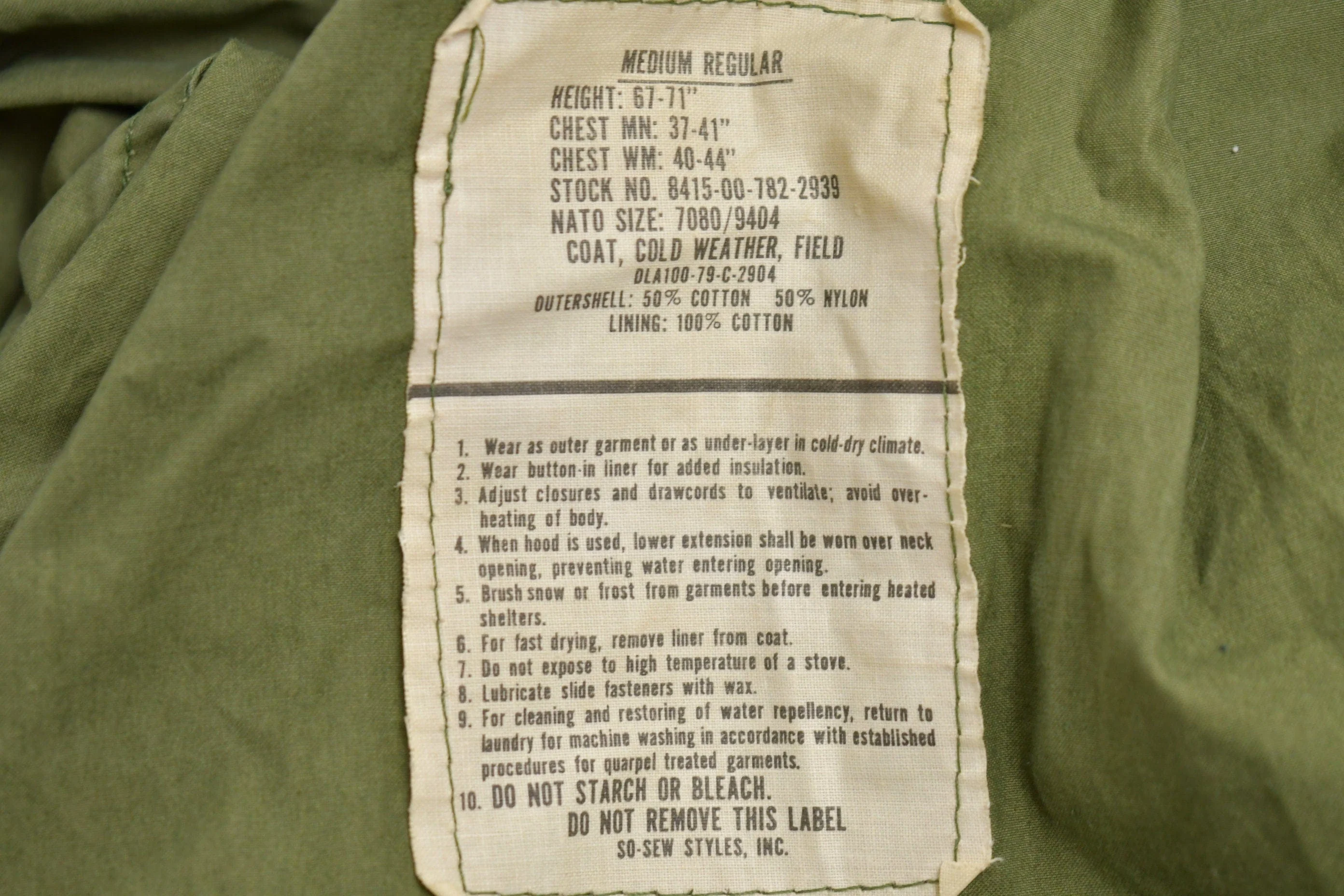 Vintage 1979 Army Military Field Jacket Men's M - Image 3