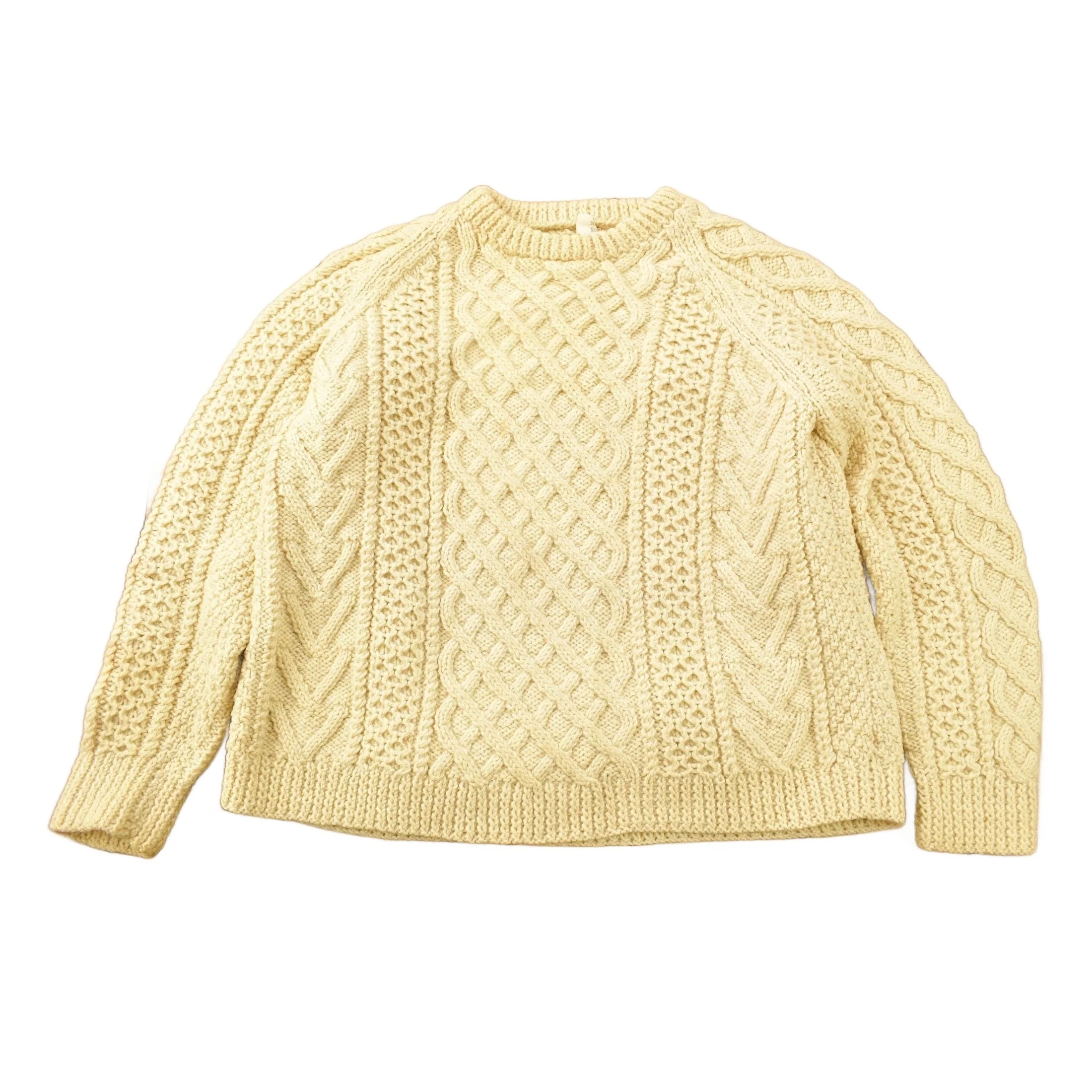 Vintage 1980s 100% Wool Cable Knit Crewneck Sweater