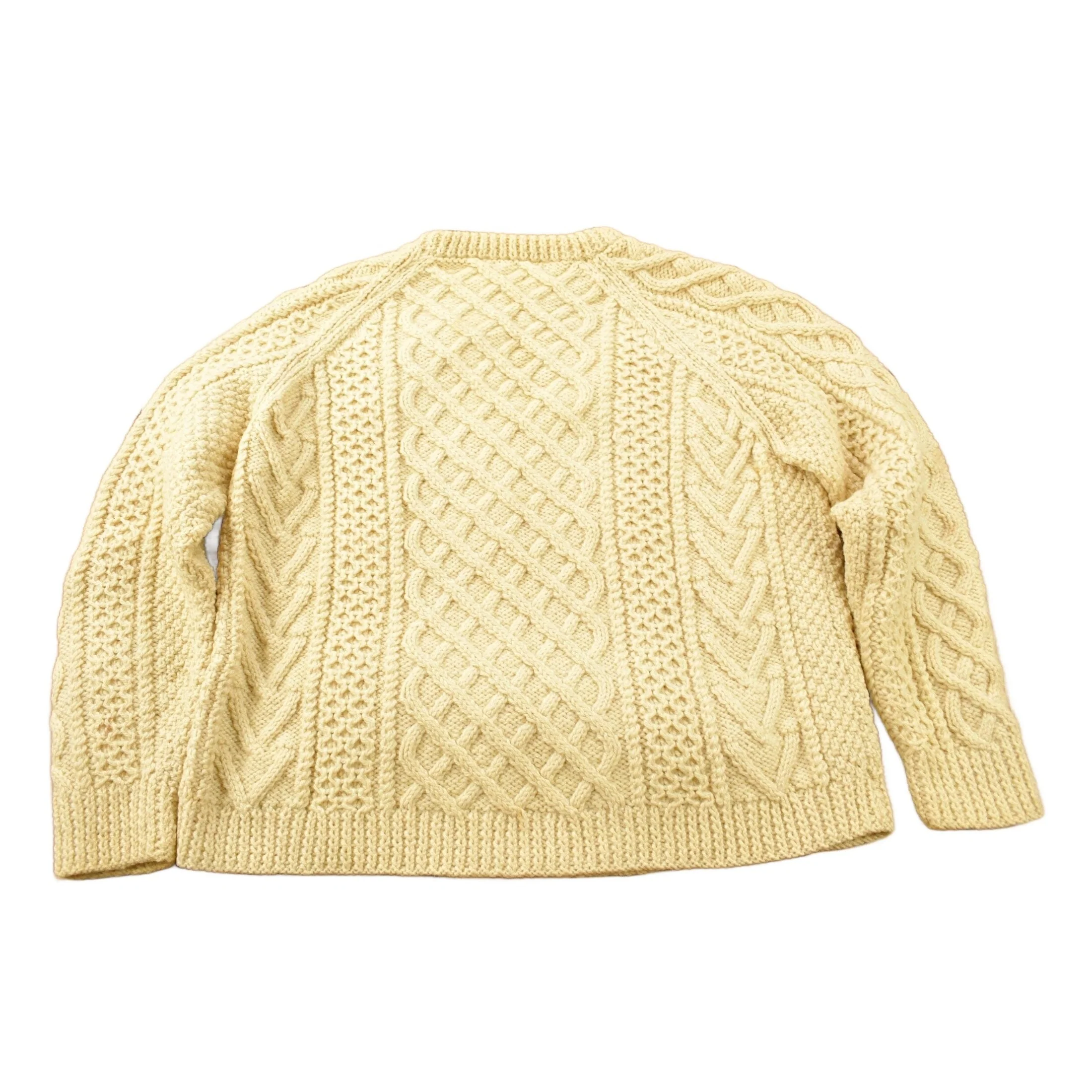 Vintage 1980s 100% Wool Cable Knit Crewneck Sweater - Image 2